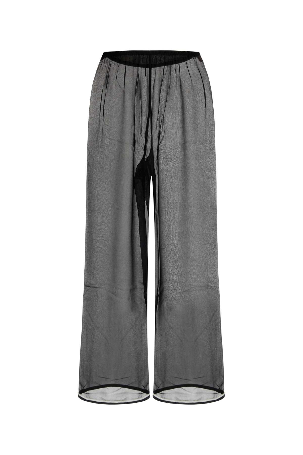 Bode Black Juana Sheer Silk Trousers In Black