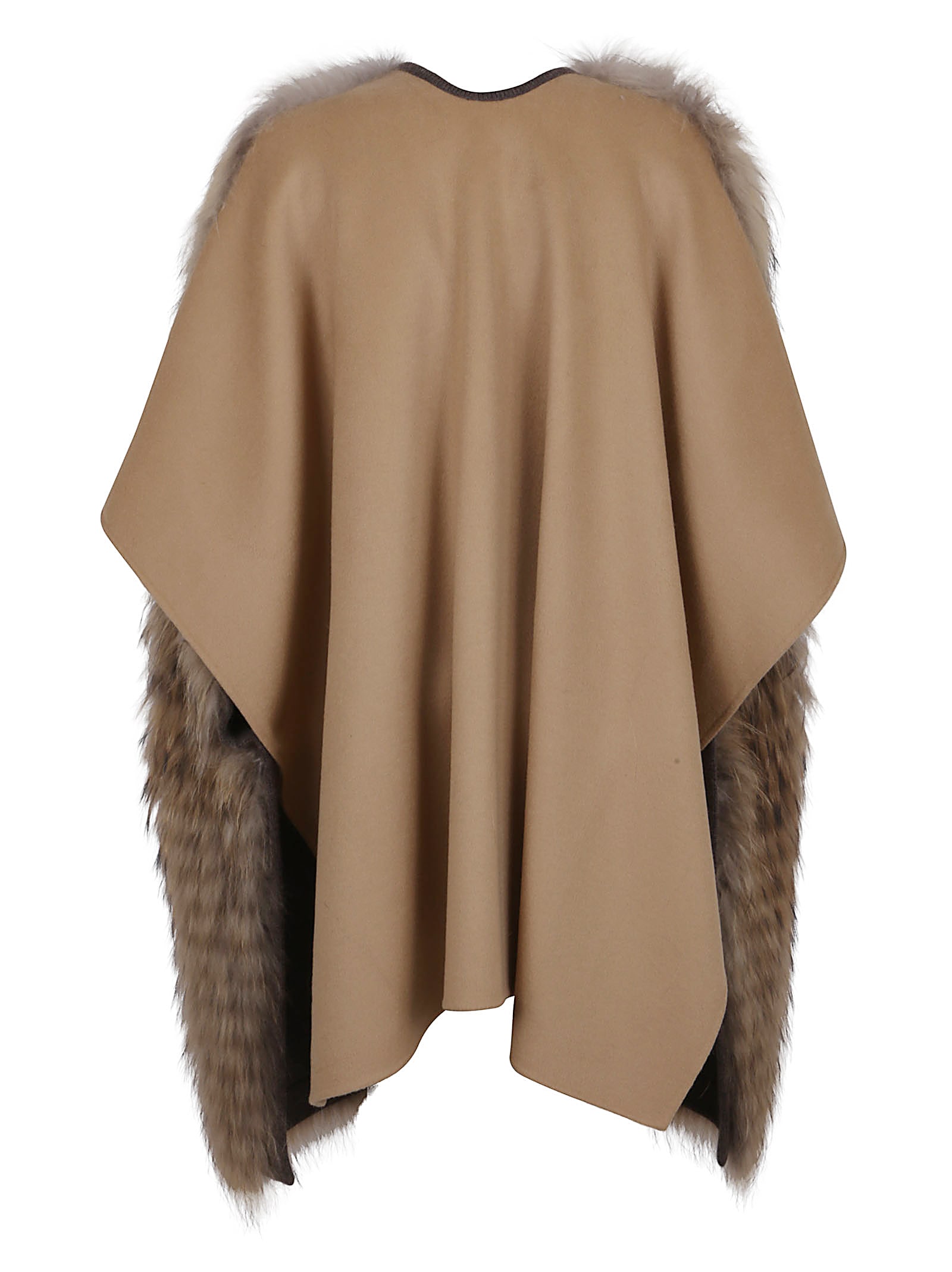 P.a.r.o.s.h Parosh Wool And Faux Fur Vest With Drop Shoulders And Drawstring Closure In Brown