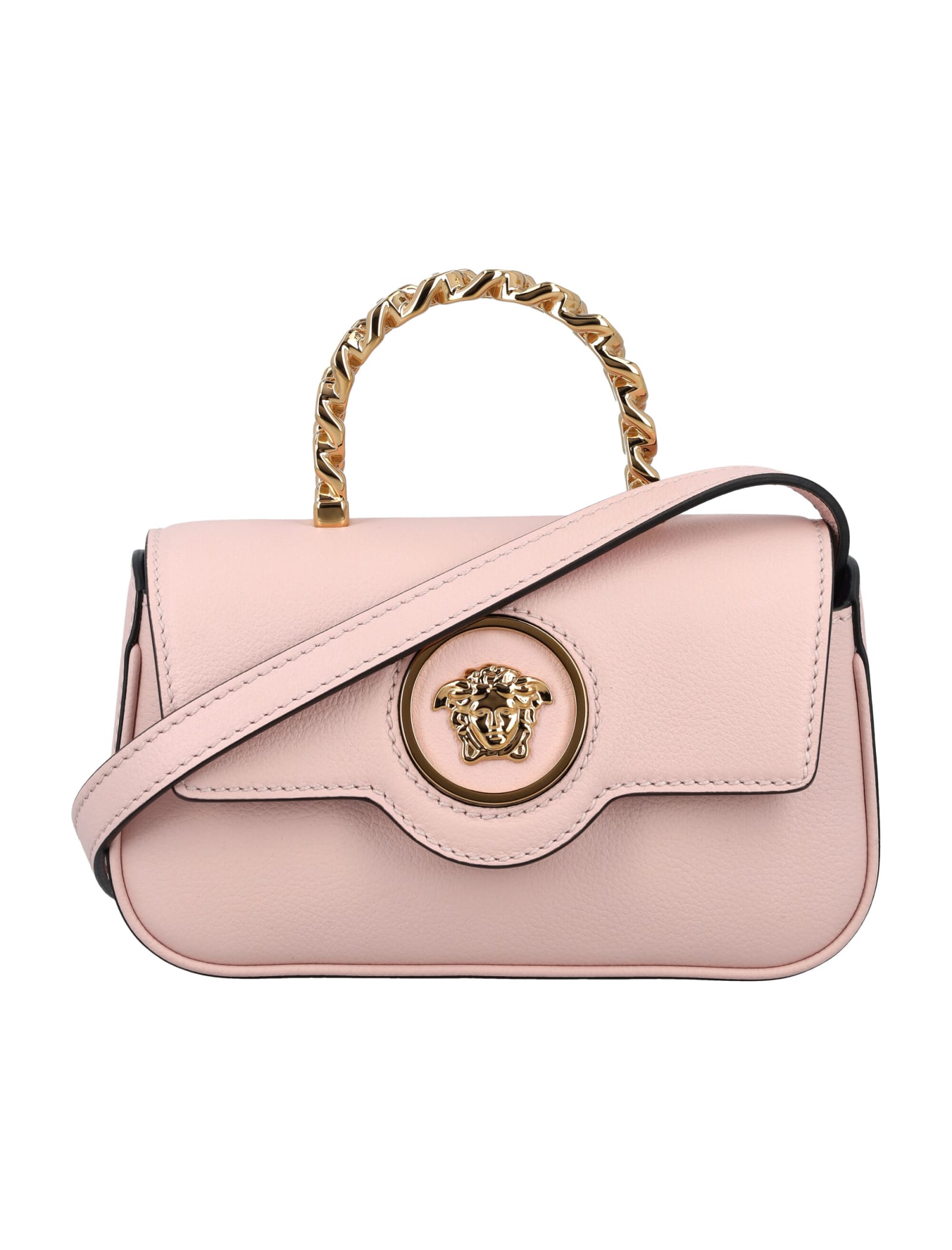 Shop Versace Horizontal Mini Top Handle Bag In Dusty Rose