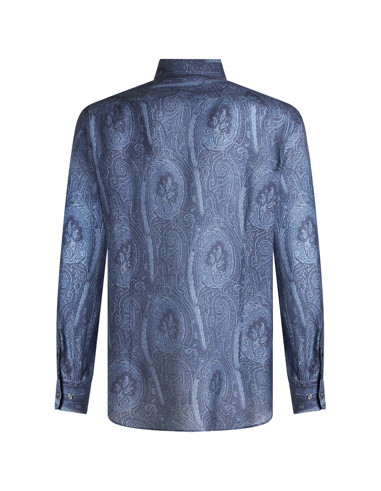 Shop Etro Blue Paisley Print Shirt