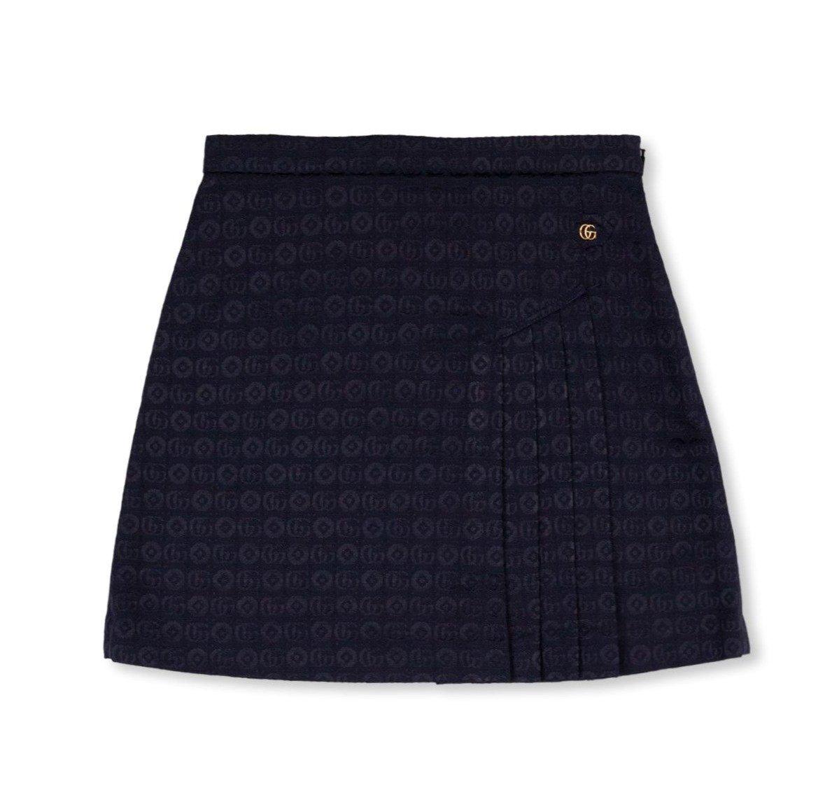 Shop Gucci Logo Plaque Pleated Skirt