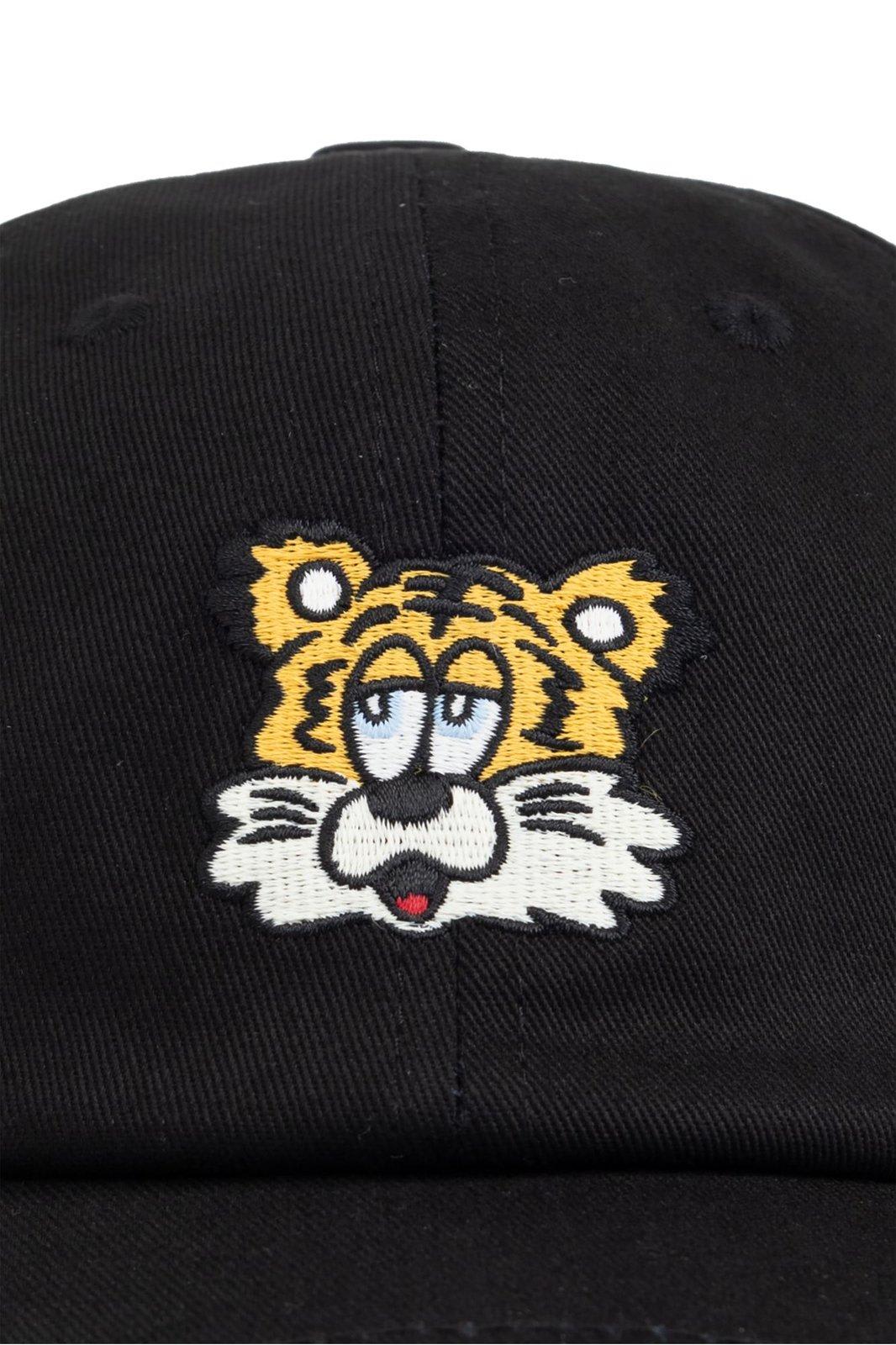 Kenzo Tiger Embroidered Curved Peak Cap In Nero