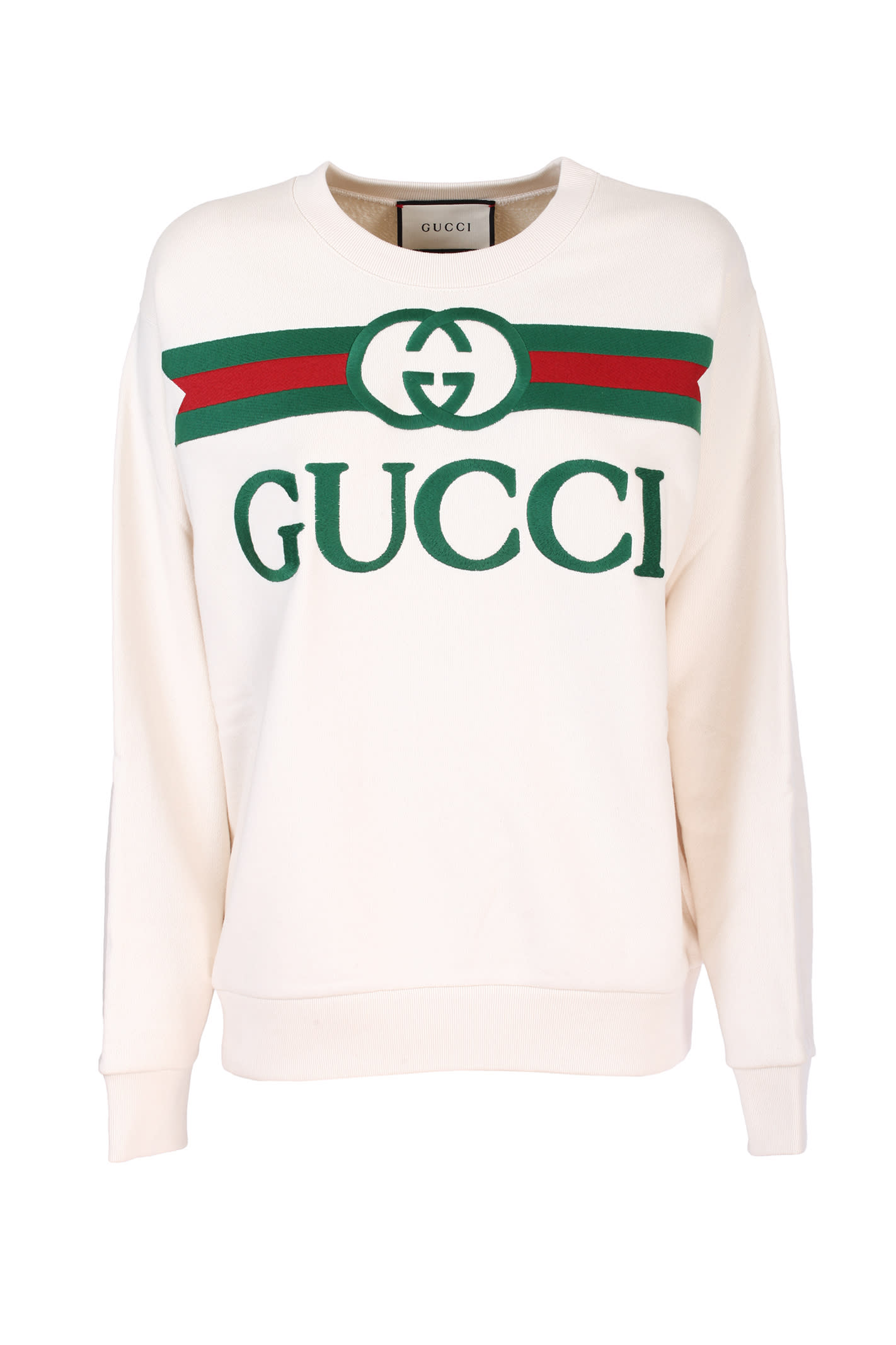 GUCCI WHITE COTTON JERSEY SWEATSHIRT,11209870