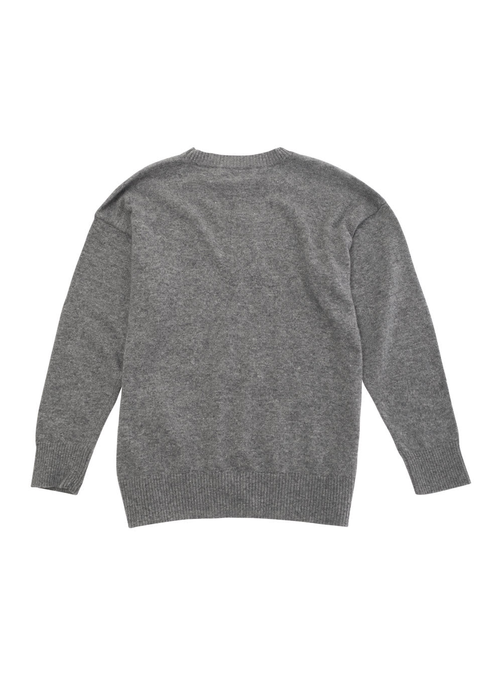 Shop Emporio Armani Grey Sweater With Logo Crest In Wool And Cashmere Blend Boy