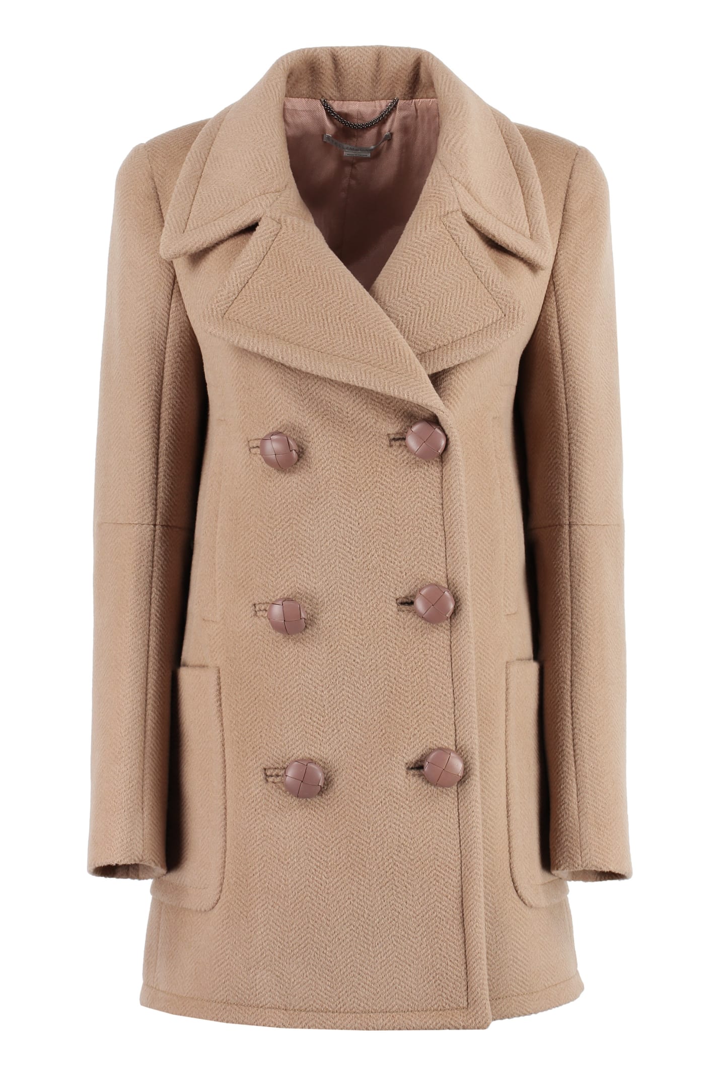 Shop Stella Mccartney Double-breasted Wool Coat In Beige