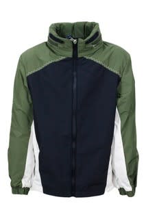 Moncler Kids' Windproof Barratier Jacket With Three-color Concealed Hood With Zip Closure In Green