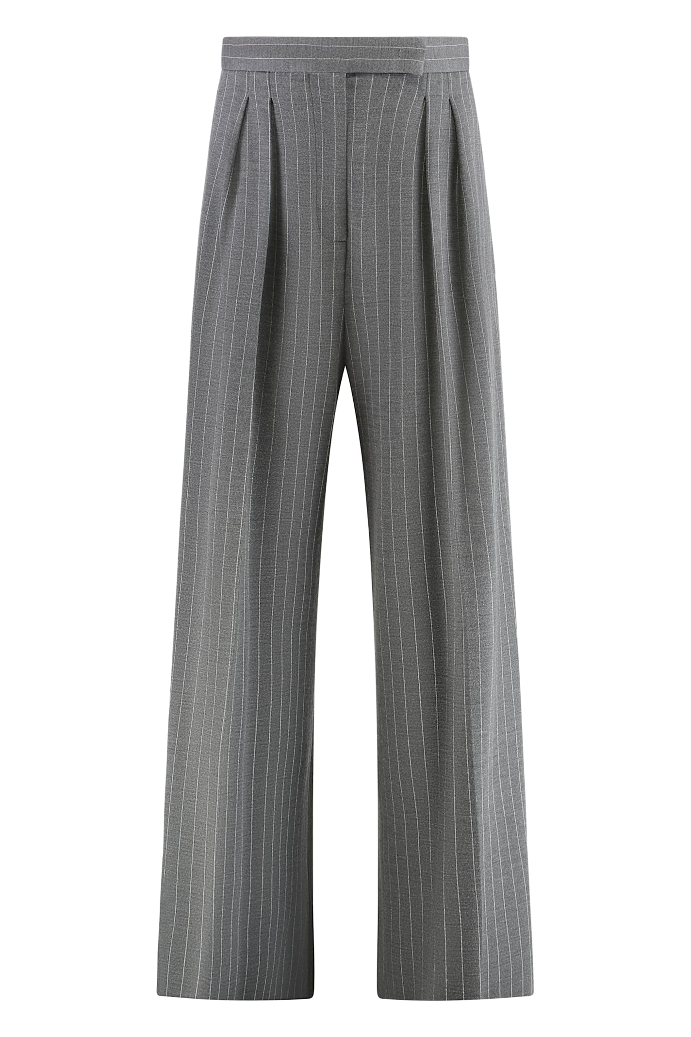 Max Mara Valeria Virgin Wool Trousers In Gray