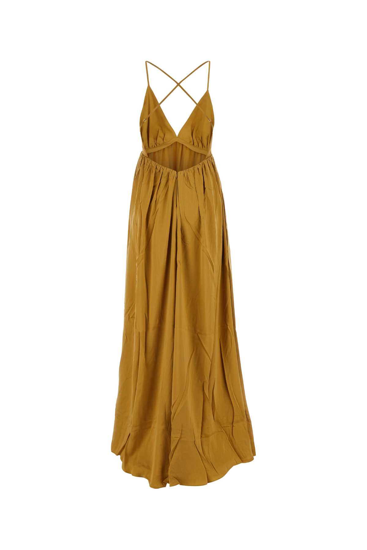 Shop Zimmermann Ochre Silk Long Dress In Honey