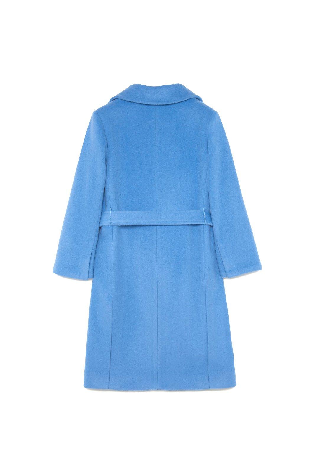 Shop Max&amp;co. Belted Single-breasted Long Sleeevd Coat In Azzurro