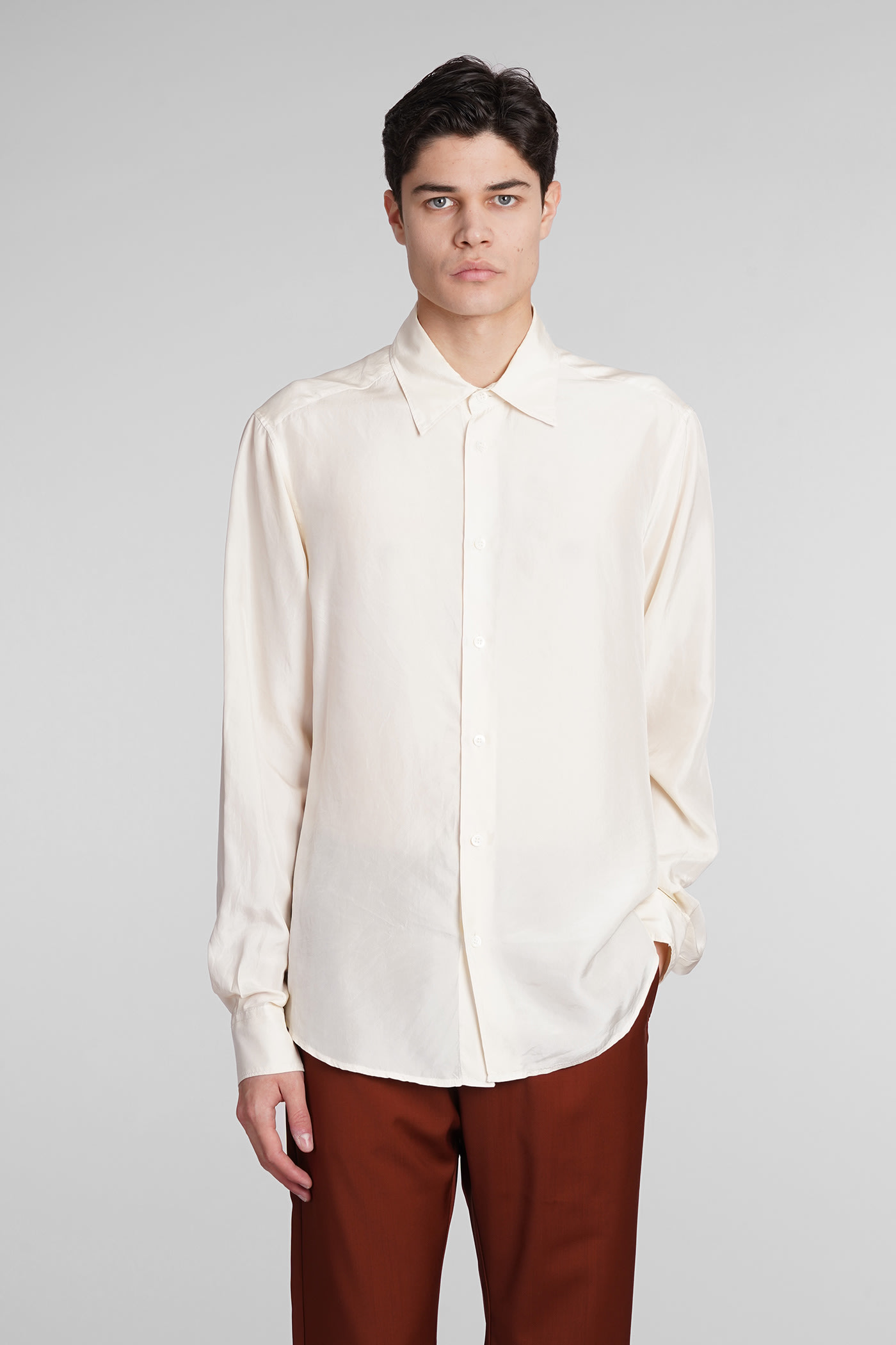Maridola Shirt In Beige Silk