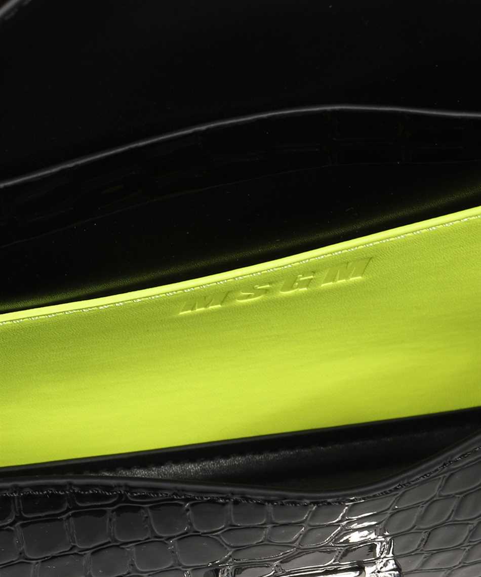 Msgm Crocodile-effect Chain Cross Body Bag In Black