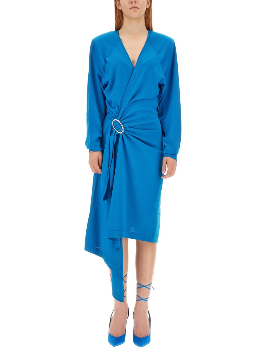 Shop Attico Atwell Midi Dress In Blue