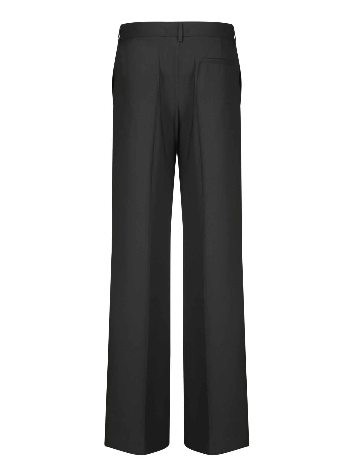 Shop Msgm Black Wool Fresco Straight Trousers