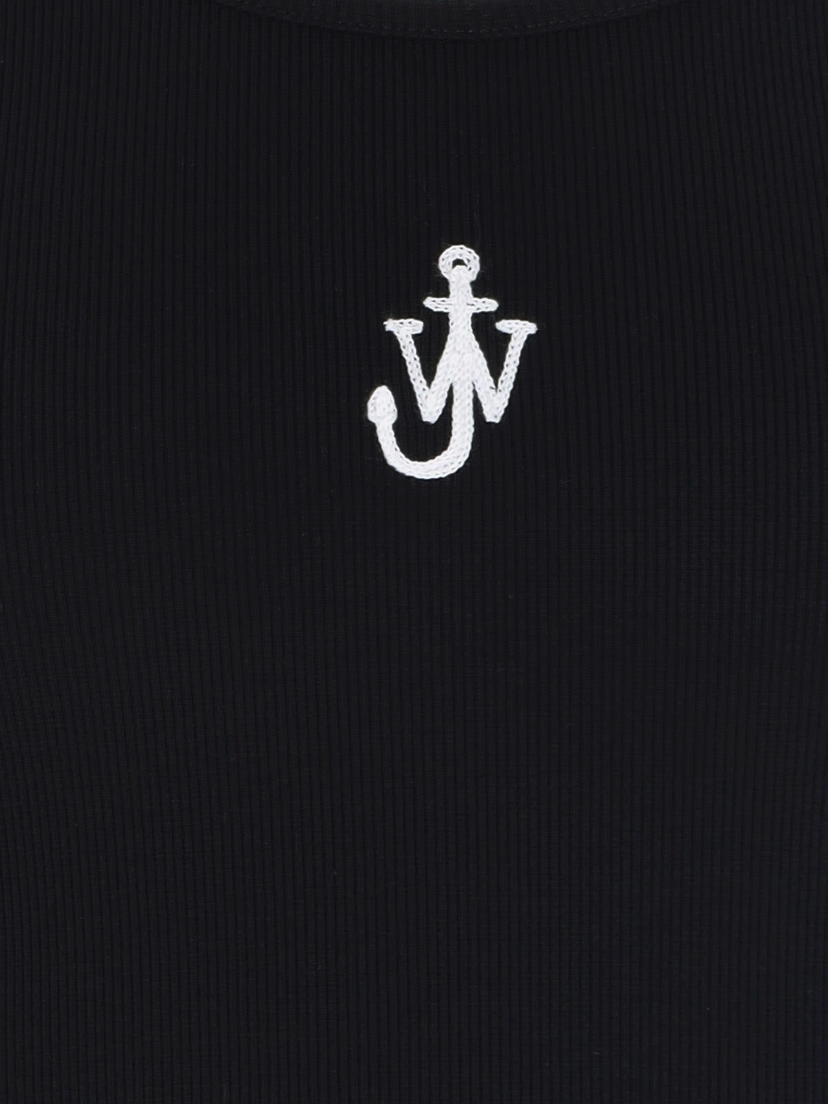 Jw Anderson Black Sleeveless Top With Logo Embroidery On The Front In Black
