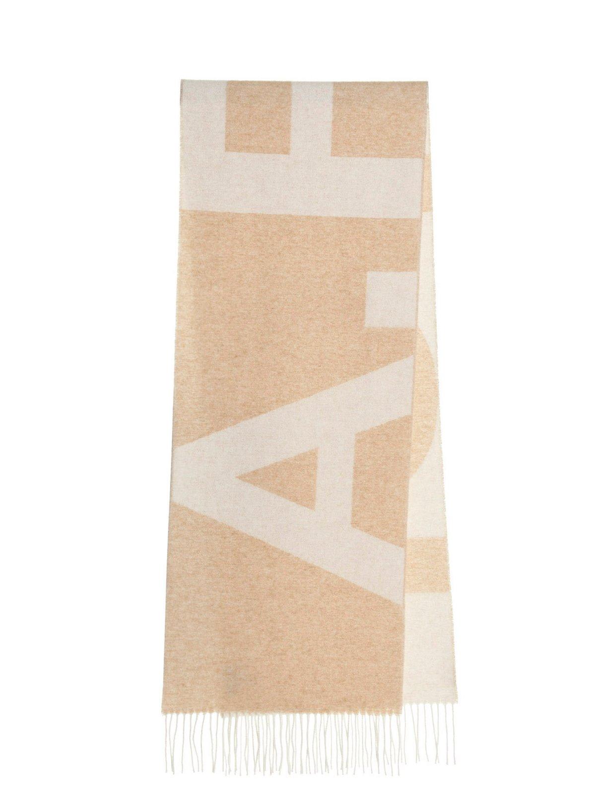 Apc Logo Detailed Fringed Scarf In Neutral