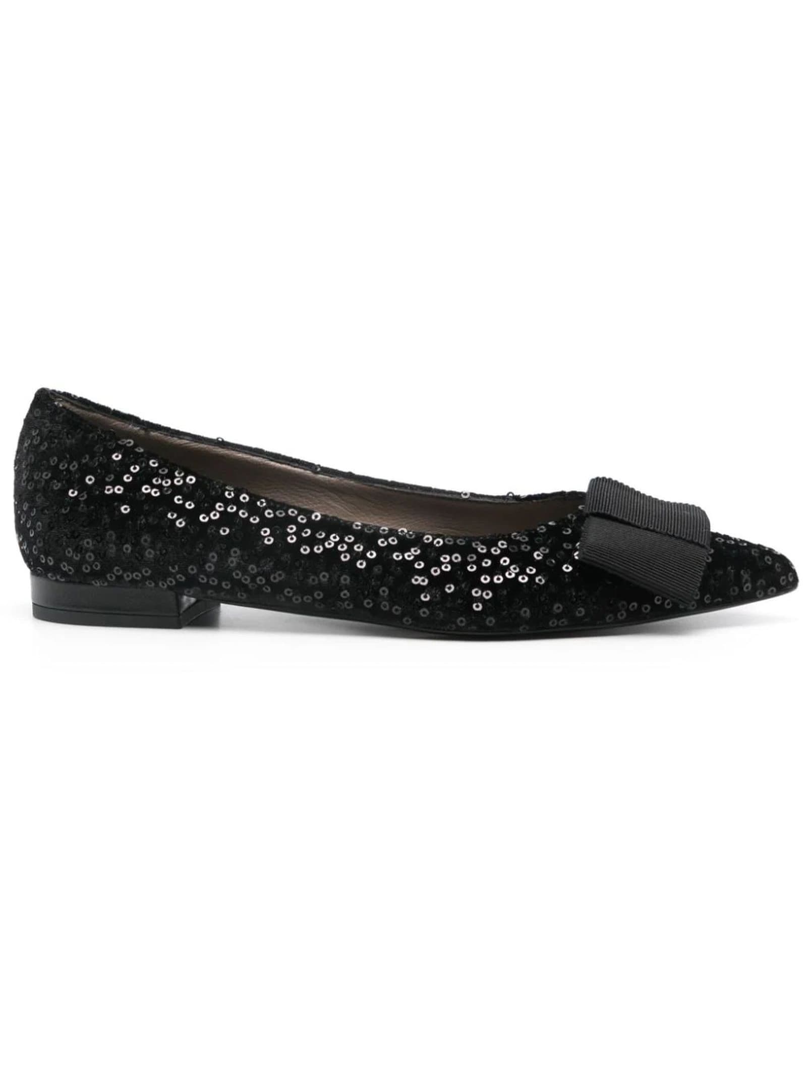 Shop Roberto Festa Black Sequin-embellished Polly Ballet Flats