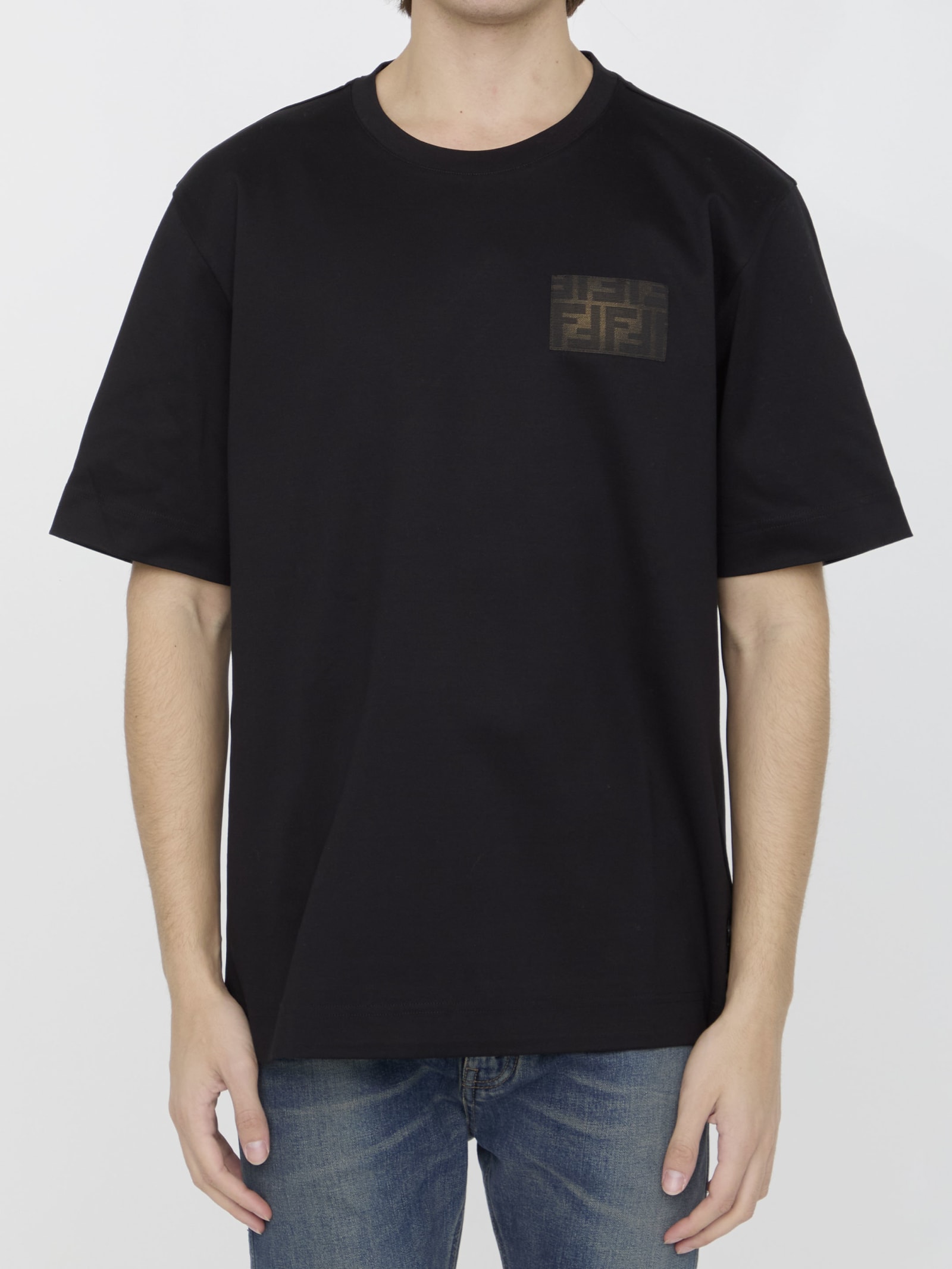 Shop Fendi Jersey T-shirt In Nero