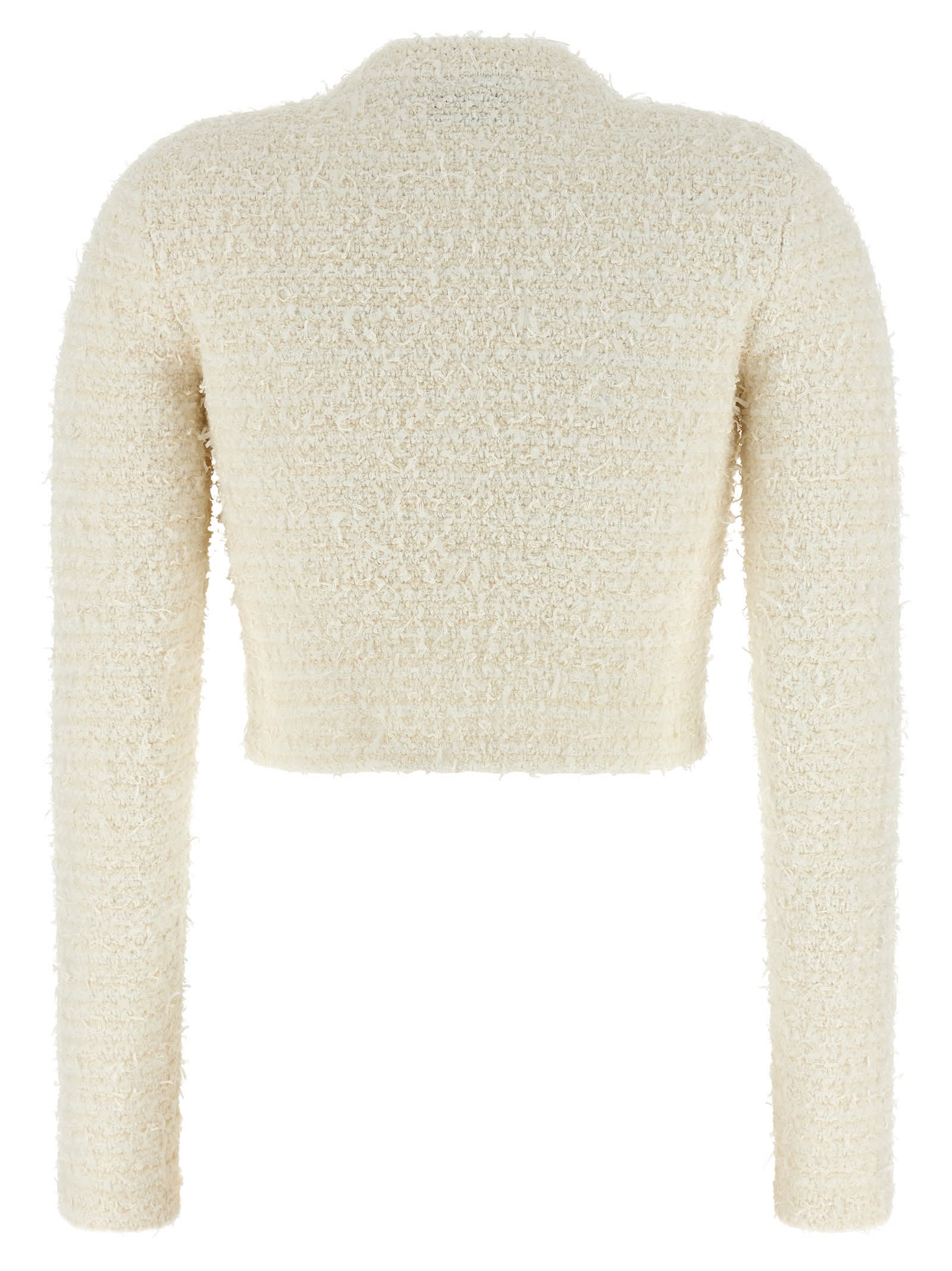 Self-portrait Cream Textured Knit Sweaters And Cardigans White In Neutral