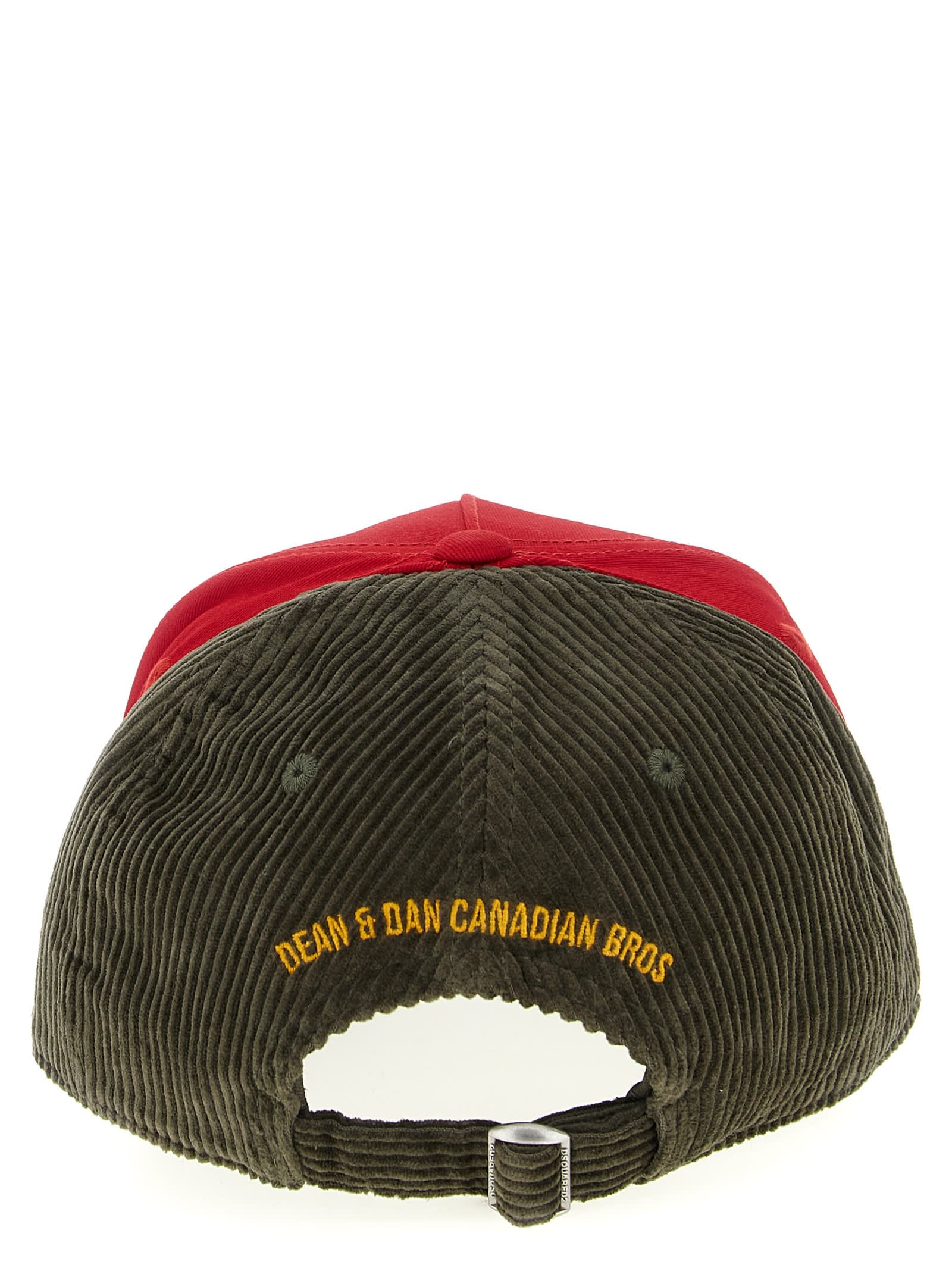 Dsquared2 Patch-detail Corduroy Baseball Cap In Red