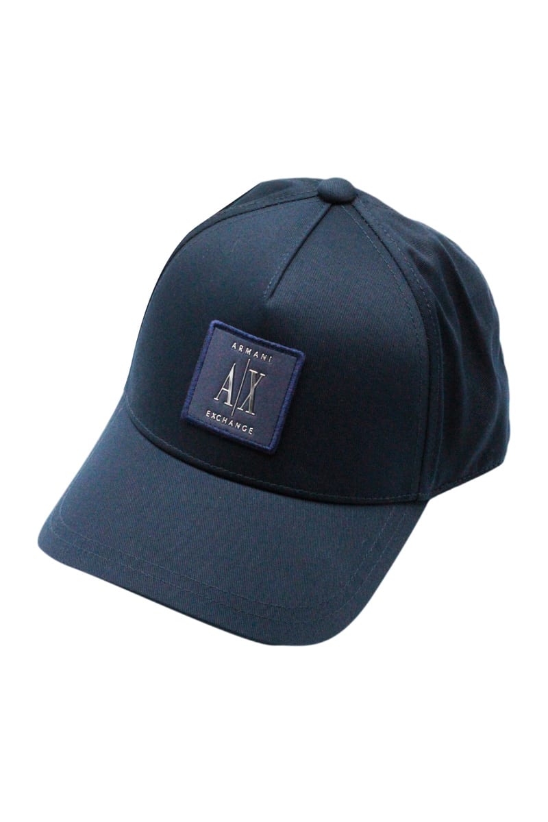 Armani Collezioni Baseball Cap With Visor And Adjustable Strap. Logo On The Front In Blu
