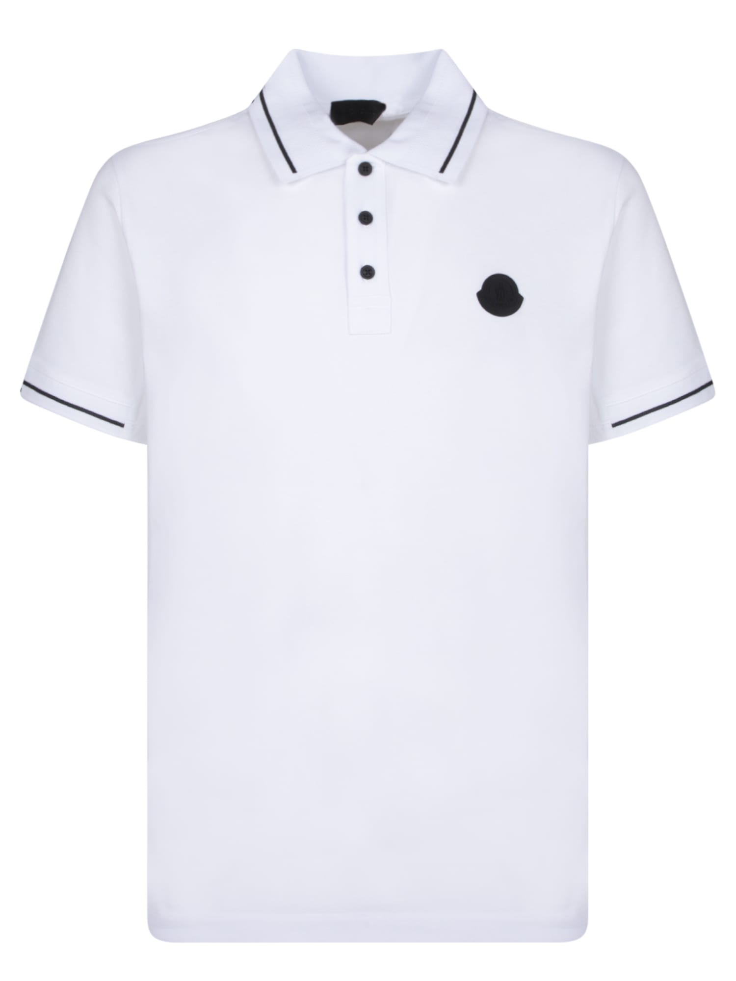 White Short-sleeved Polo With Embroidered Logo