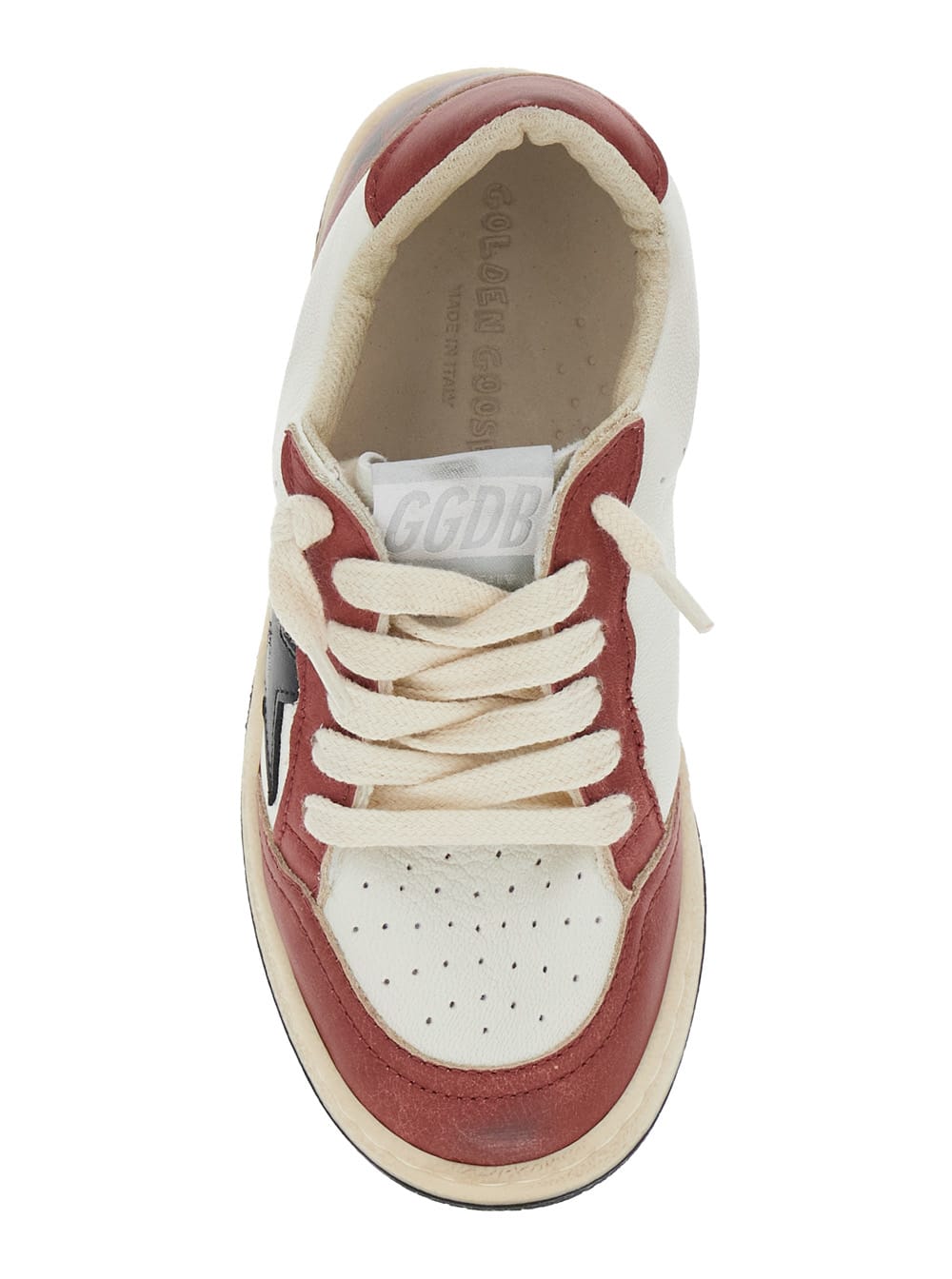 Shop Golden Goose Ballstar Red Sneakers With Star Patch On The Side And Logo Lettering On The Side In Leather Boy