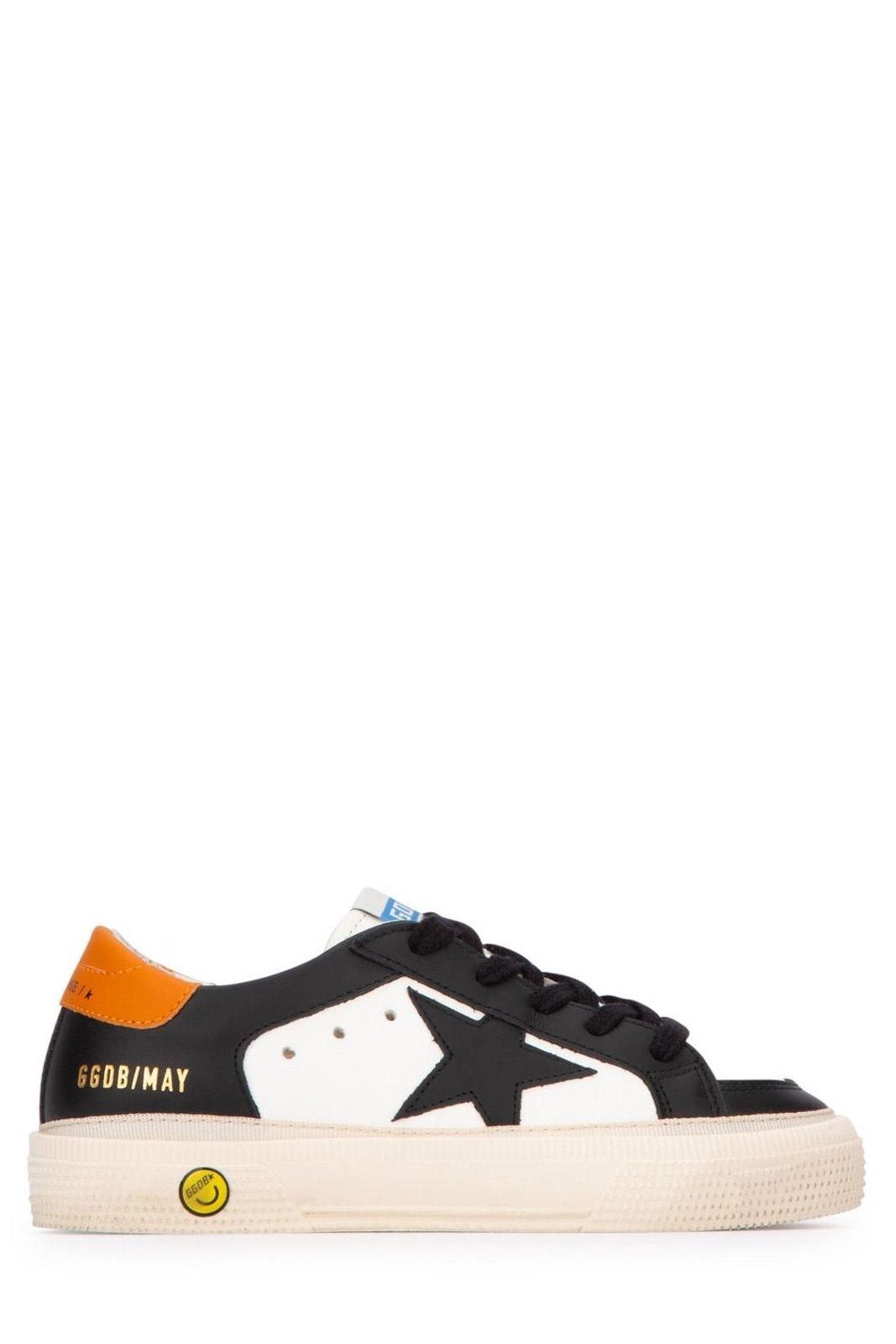 Shop Golden Goose May Star Lace-up Sneakers In White/black/orange