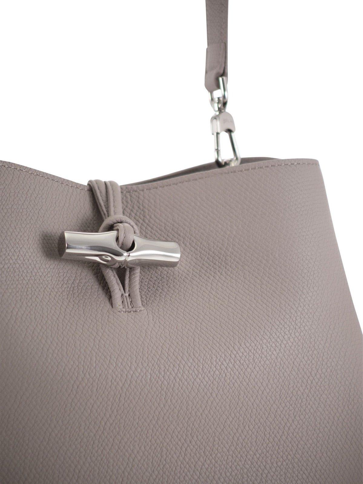 Shop Longchamp Le Roseau M Shoulder Bag In Beige