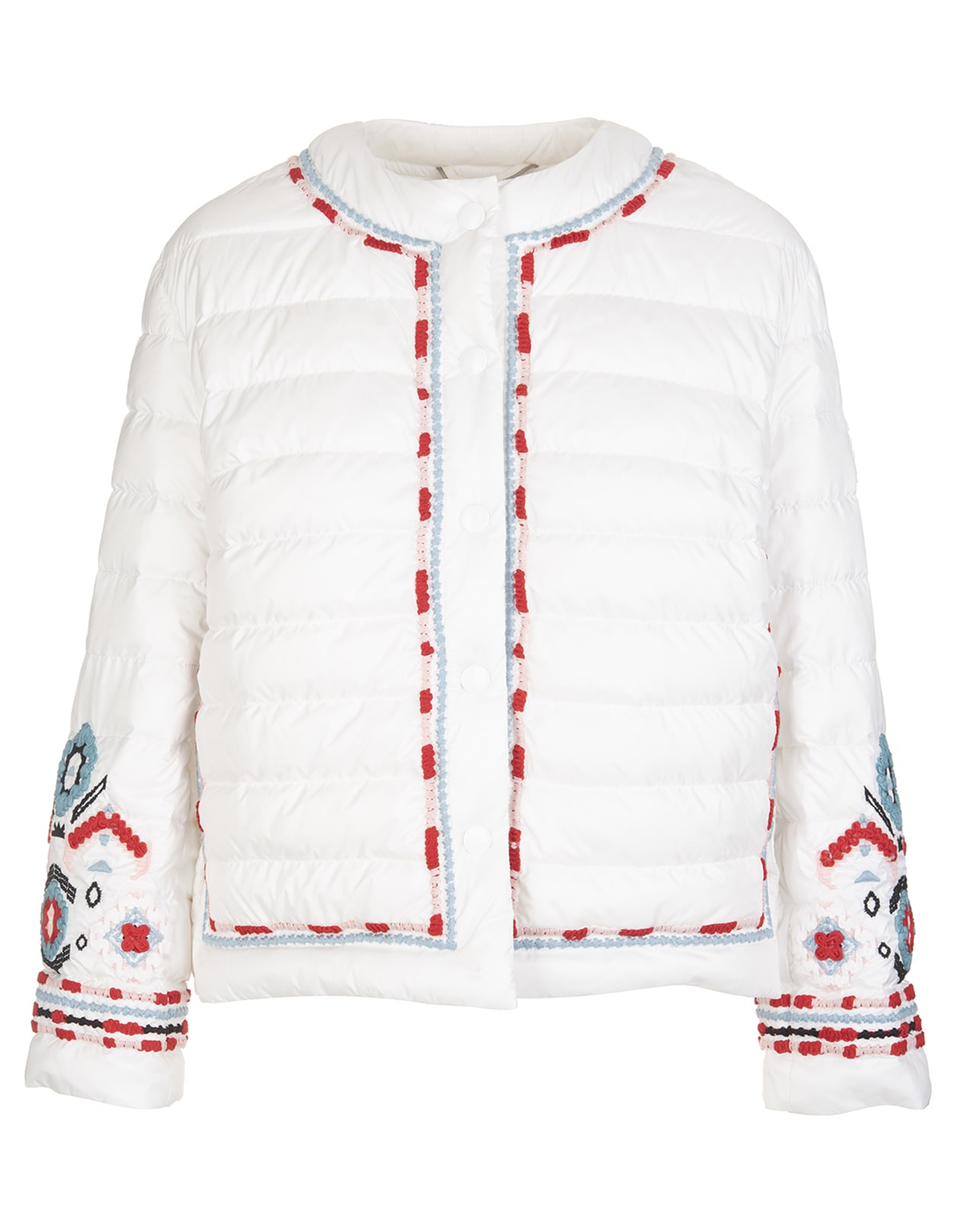 Ermanno Scervino White Down Jacket With Ethnic Embroidery