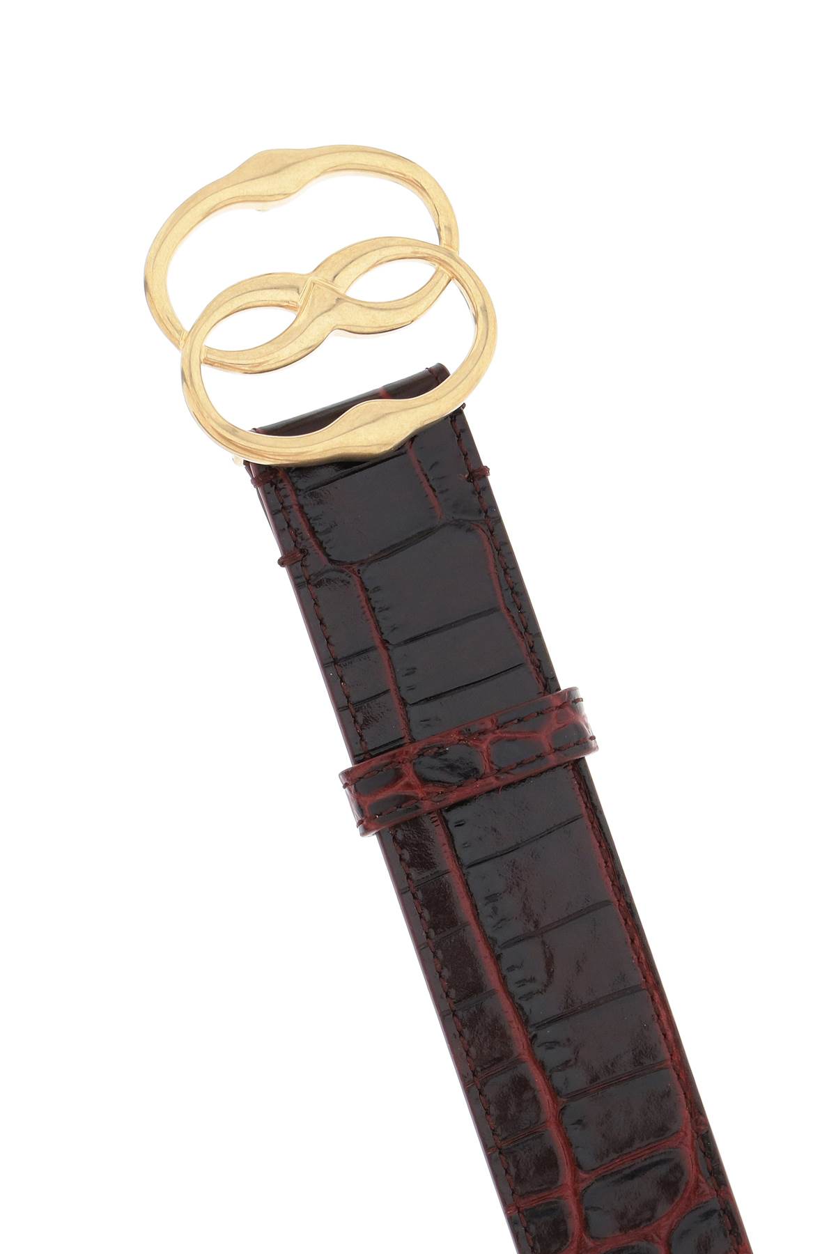 Shop Bally Croco-effect Leather Belt With Emblem Buckle In Portugal50 Oro (red)