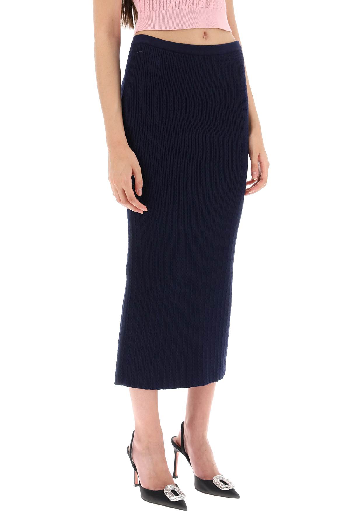 Shop Alessandra Rich Knitted Pencil Skirt In Navy Bluw (blue)