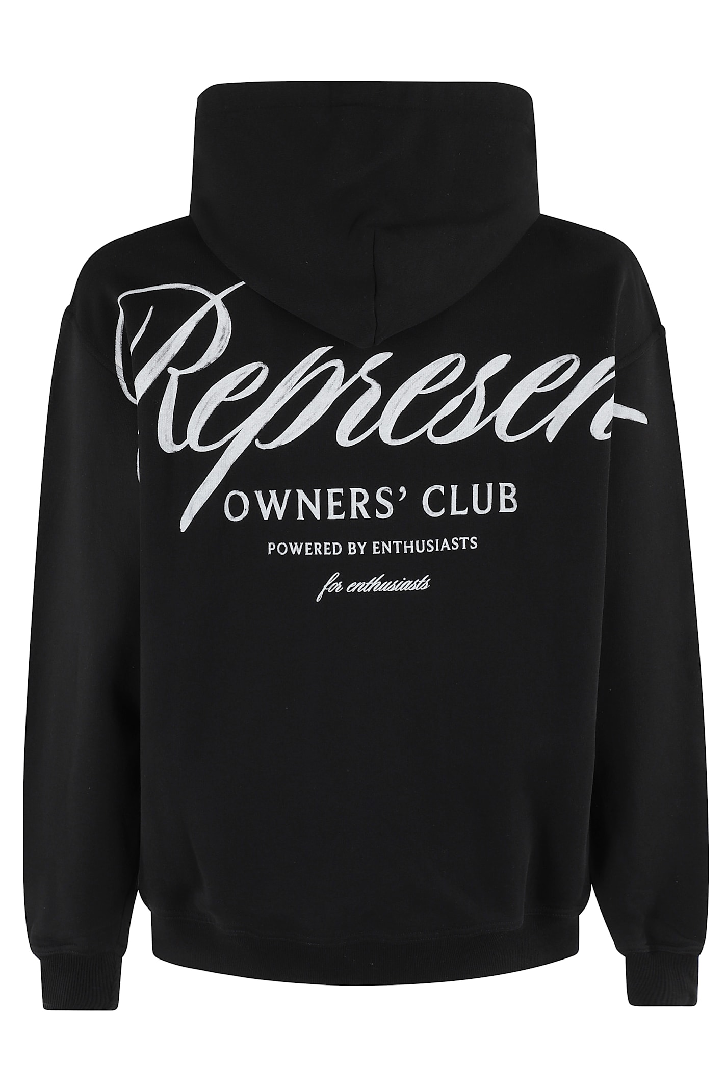 Represent Black Hoodie With Logo Lettering Detail On The Front And Maxi Logo Print On The Rear In Cotton Man In Black