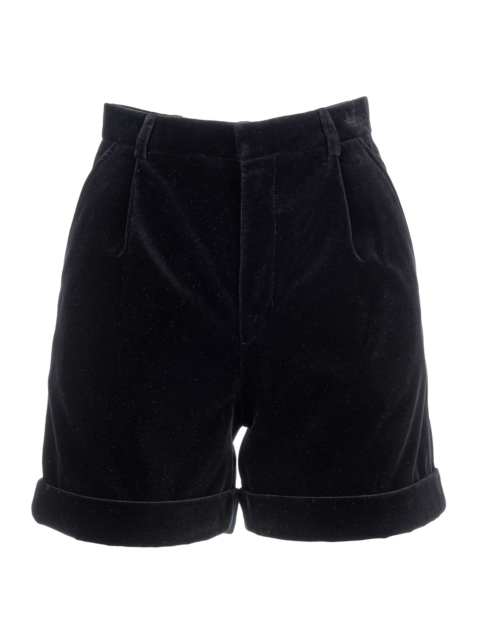 Saint Laurent Pleated Shorts In Velvet