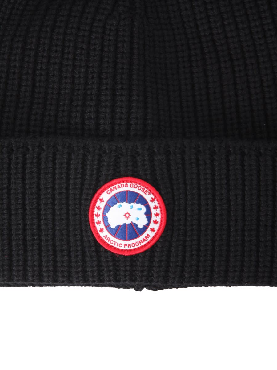 Shop Canada Goose Knitted Hat In Black