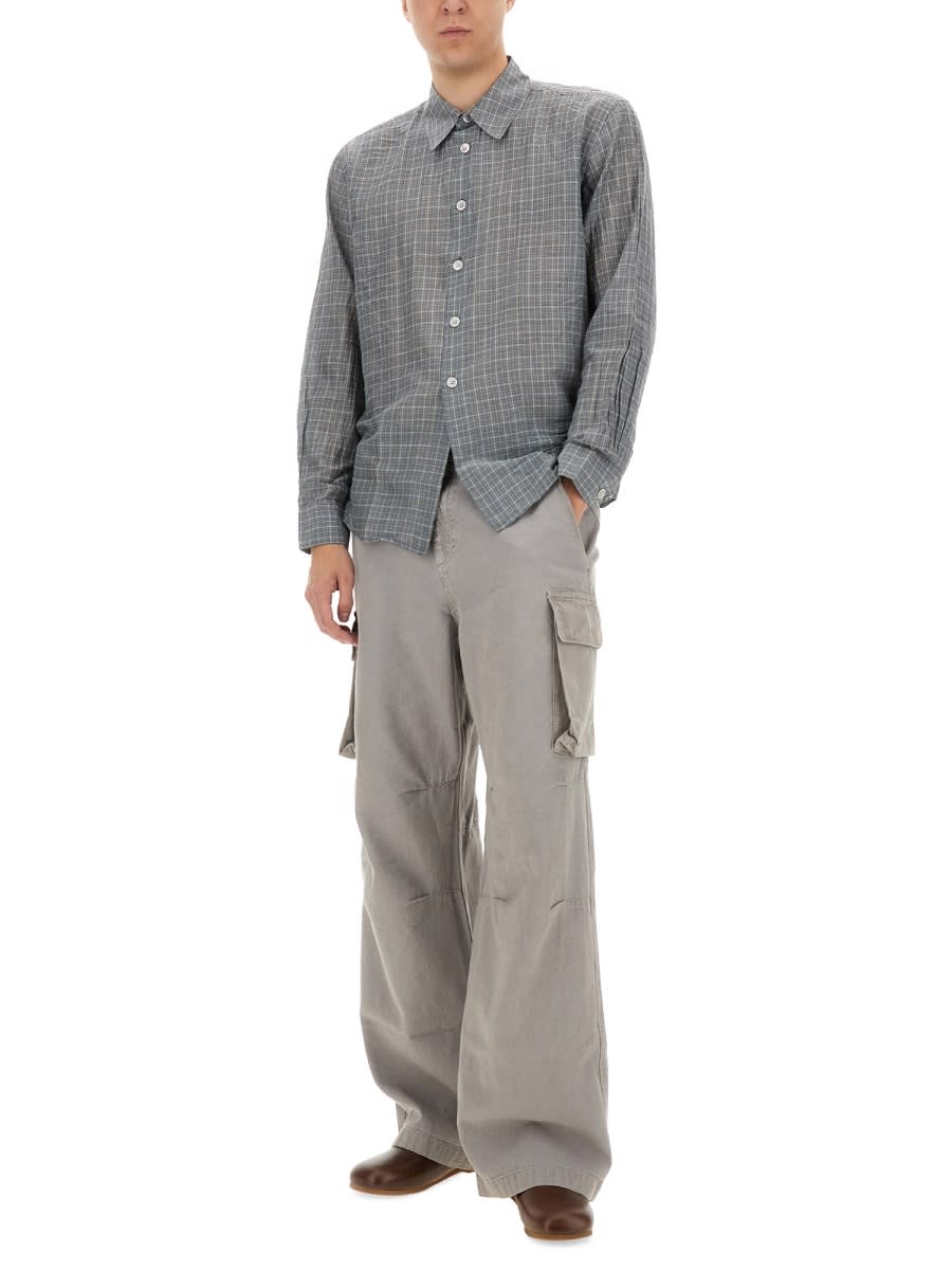 Our Legacy Checked Pattern Button-down Collar Shirt In Gray