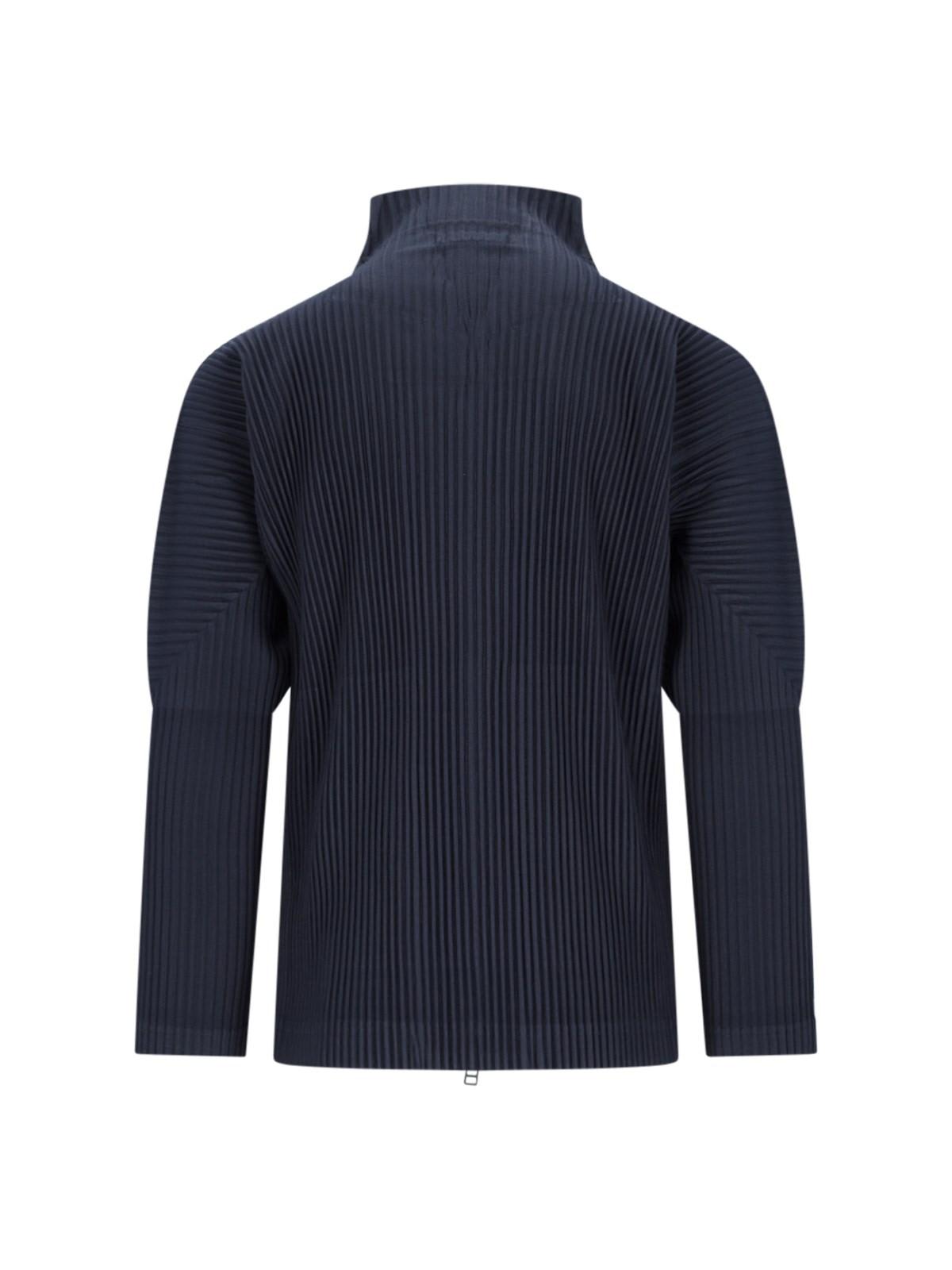 Shop Issey Miyake Pleated Zip Sweatshirt In Blue
