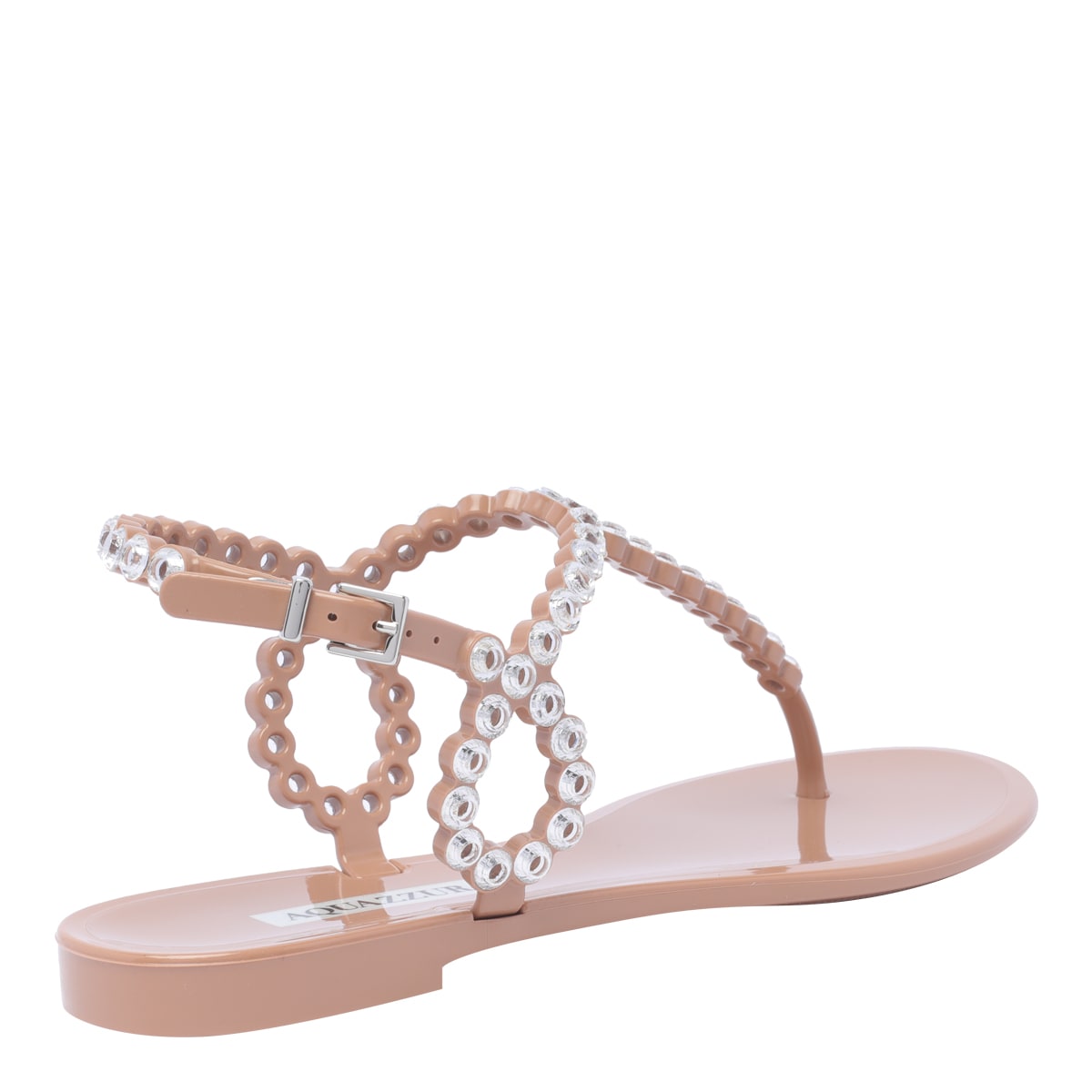 Shop Aquazzura Almost Bare Crystal Jelly Sandals In Powder Pink (beige)