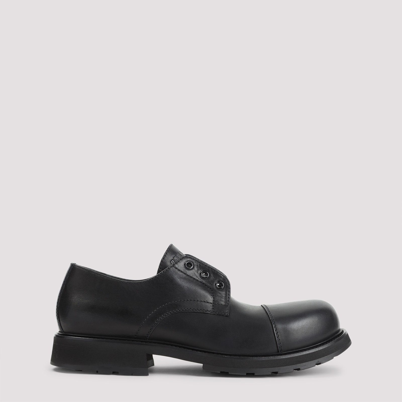 Balenciaga Black Truck Leather Derby Shoes In Black