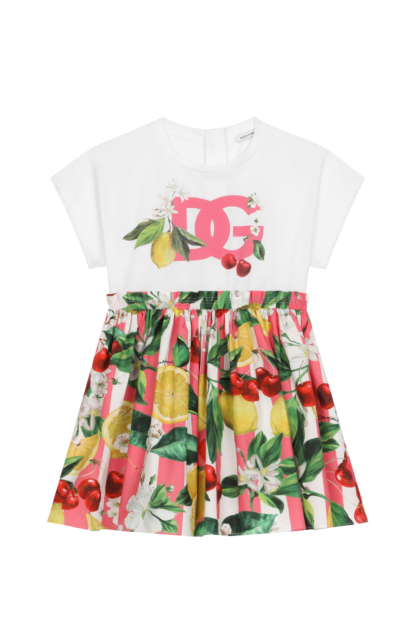 Shop Dolce & Gabbana Dress With Lemon And Cherry Print In White