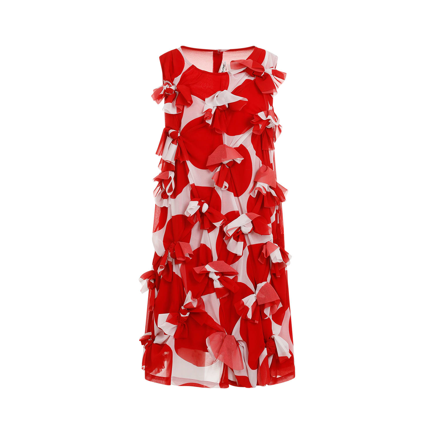 Shop Comme Des Garçons Floral-appliqué Dress In White Red