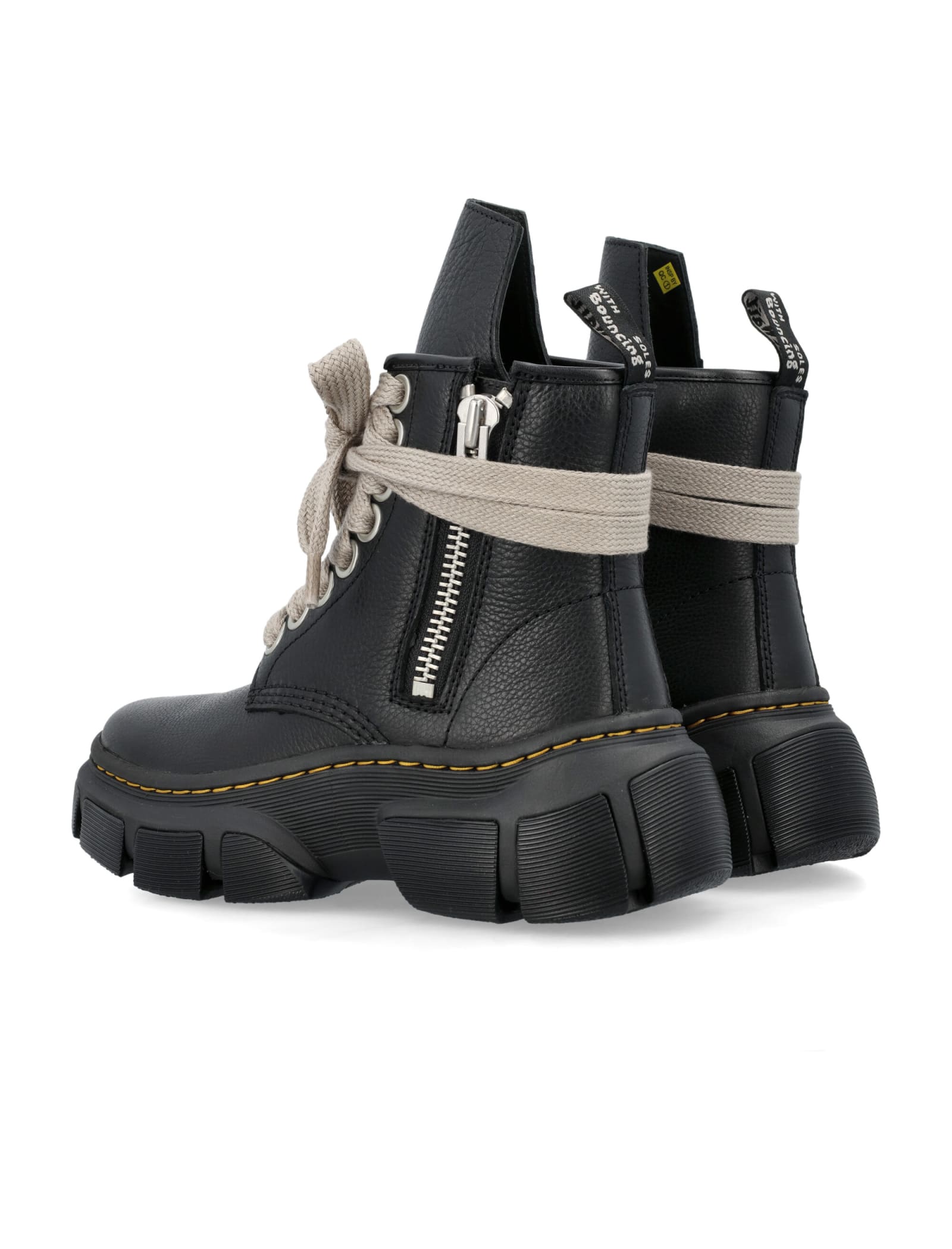 Shop Rick Owens X Dr. Martens 1460 Leather Dmxl Platform Jumbo Lace Up Boots In Black