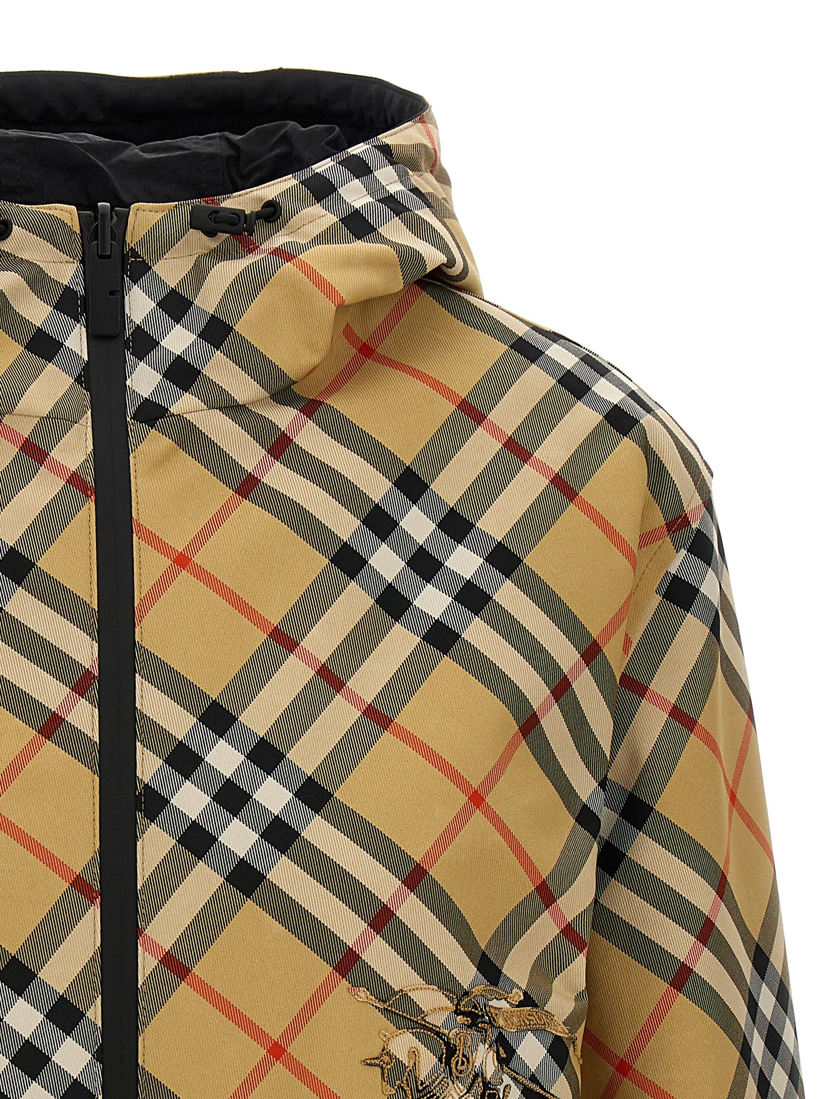 Shop Burberry Cropped Check Reversible Jacket In Beige