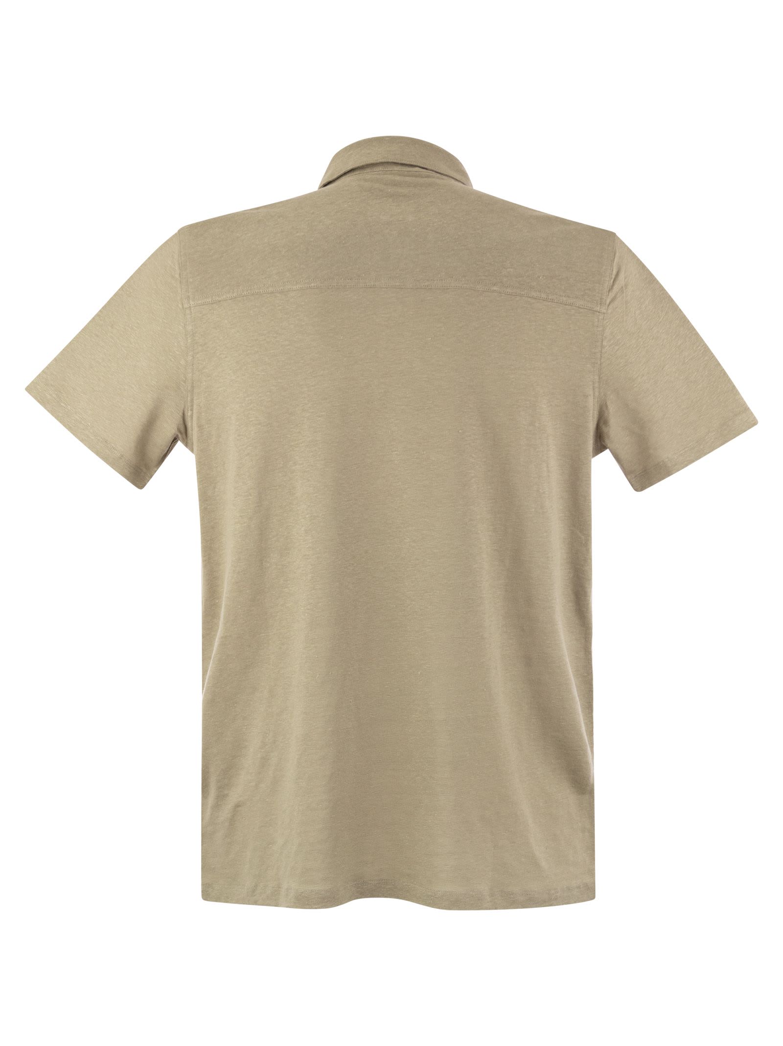 Shop Majestic Linen Short-sleeved Polo Shirt In Sand