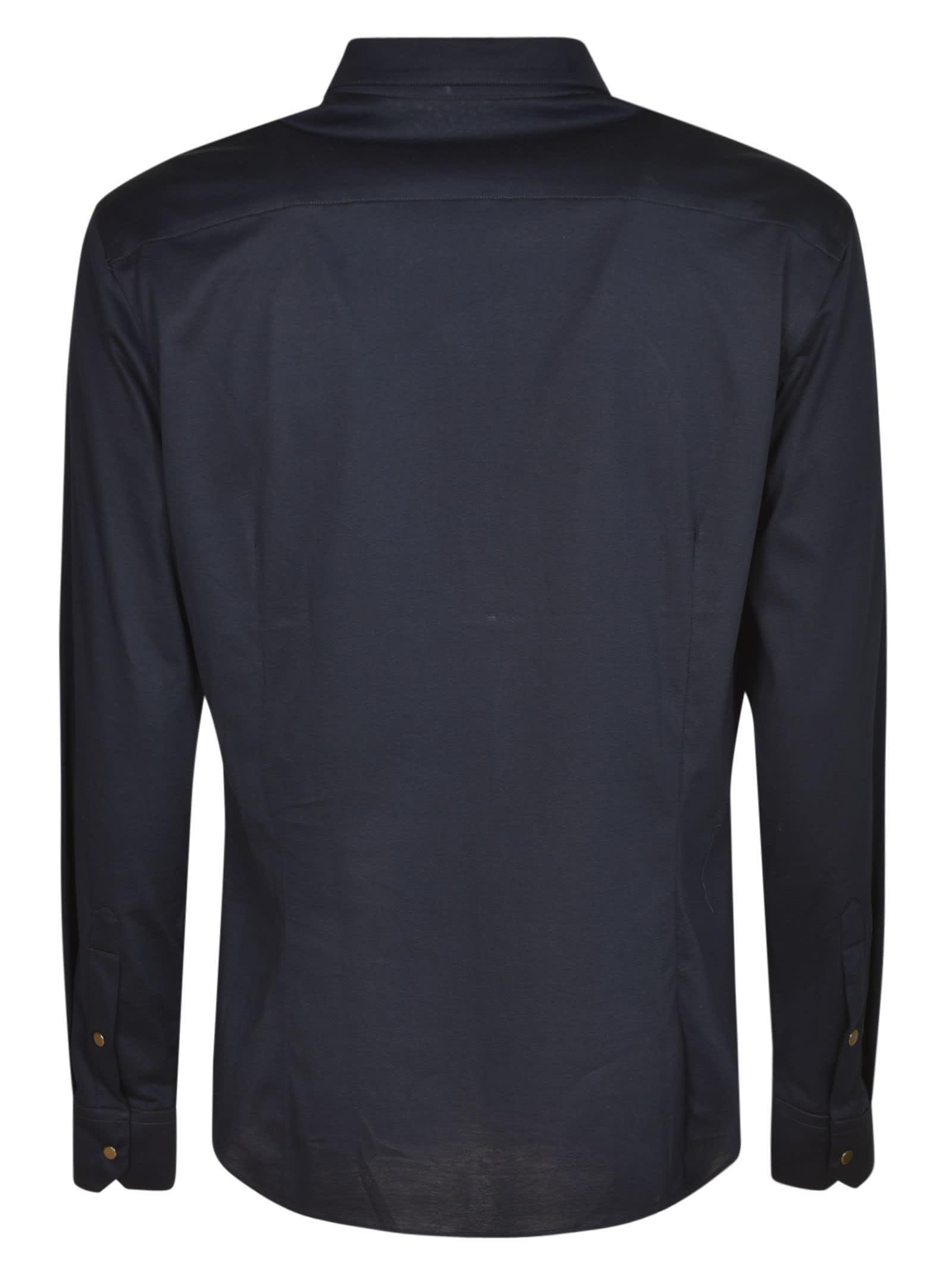 Shop Giorgio Armani Round Hem Plain Zipped Shirt In Blue