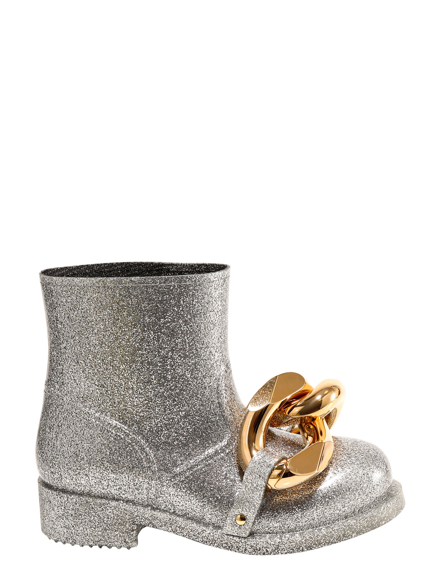 Jw Anderson Chain Glitter Ankle Boots In Silver