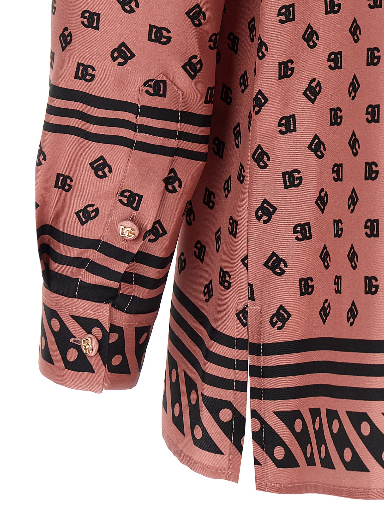 Dolce & Gabbana Silk Shirt With Collared Neck And Long Sleeves In Pink