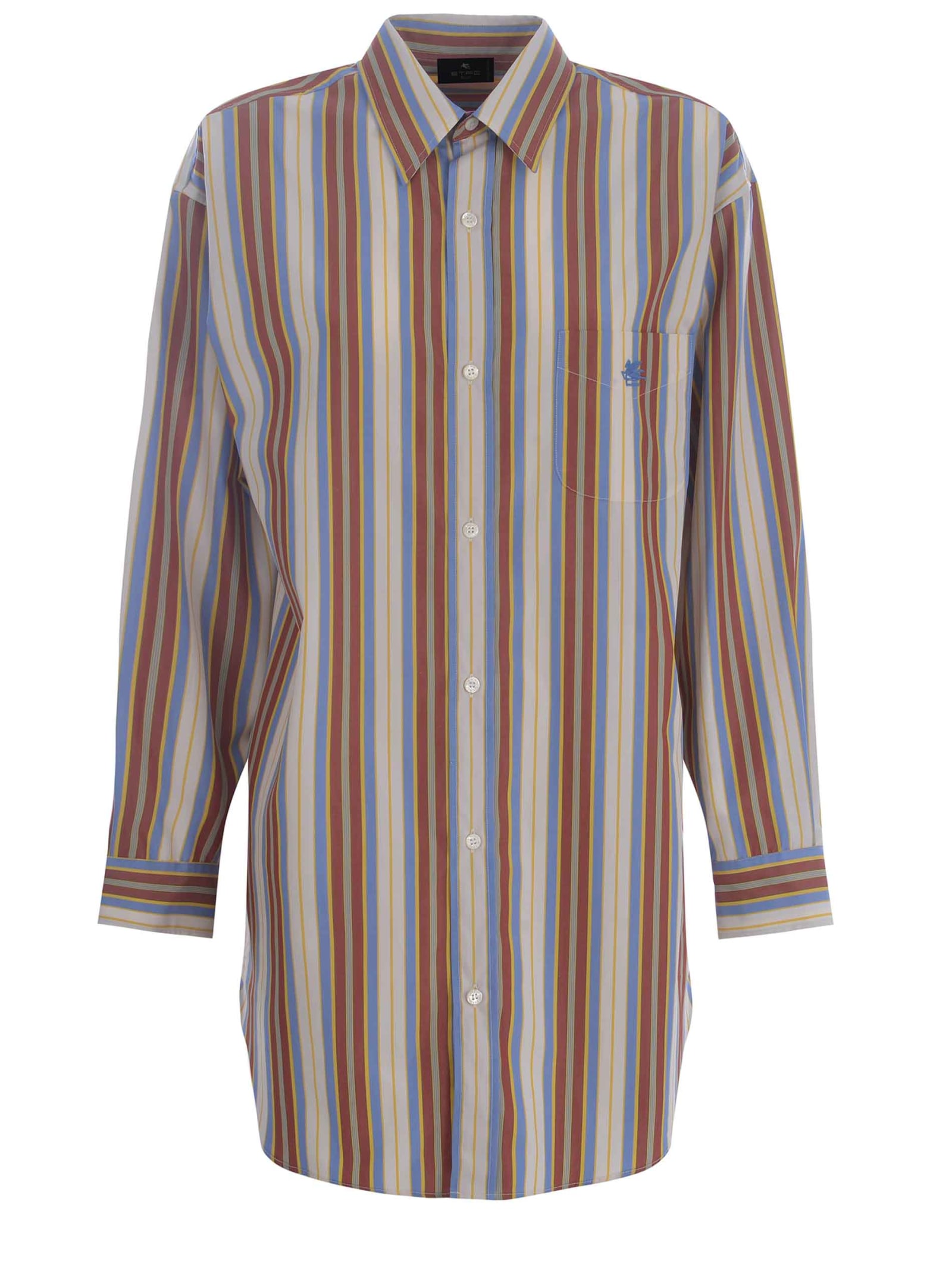 Shop Etro Shirt  Stripes Made Of Cotton In Multicolour