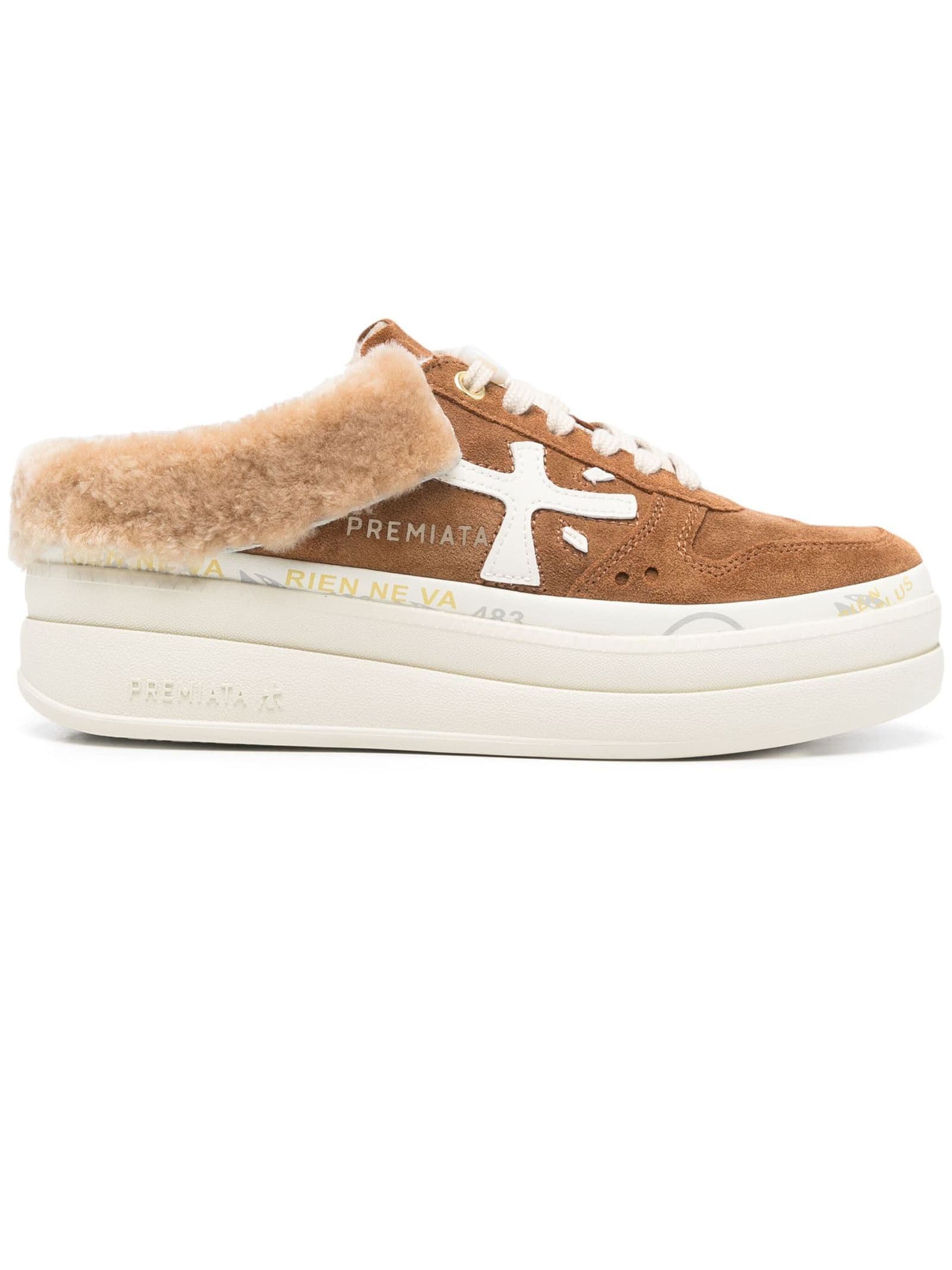 Shop Premiata Beige Suede Micol Sneakers In Brown