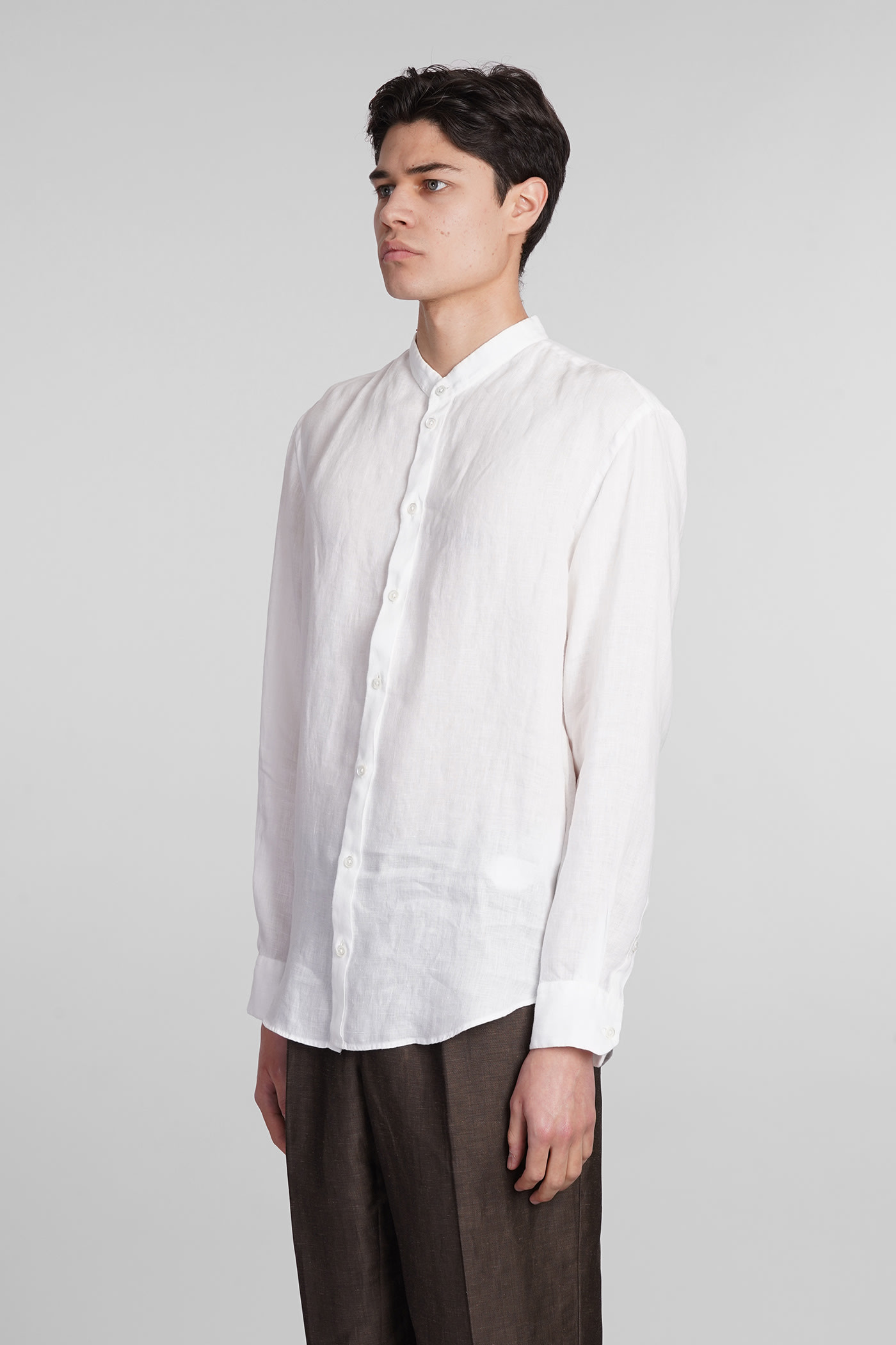 Shop Emporio Armani Shirt In White Linen
