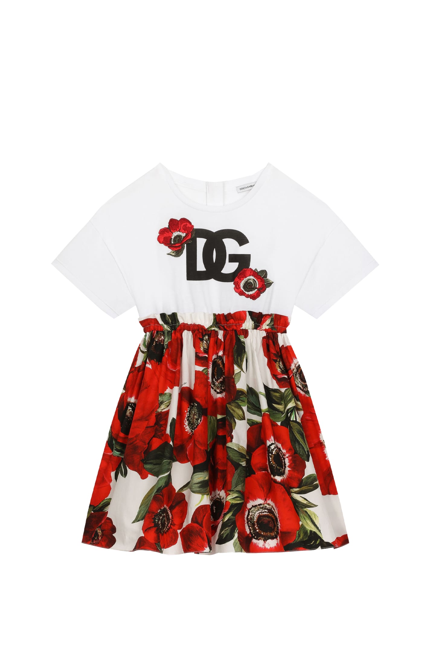 Shop Dolce & Gabbana Jersey Dress With Anemone Flower Print In Multicolor